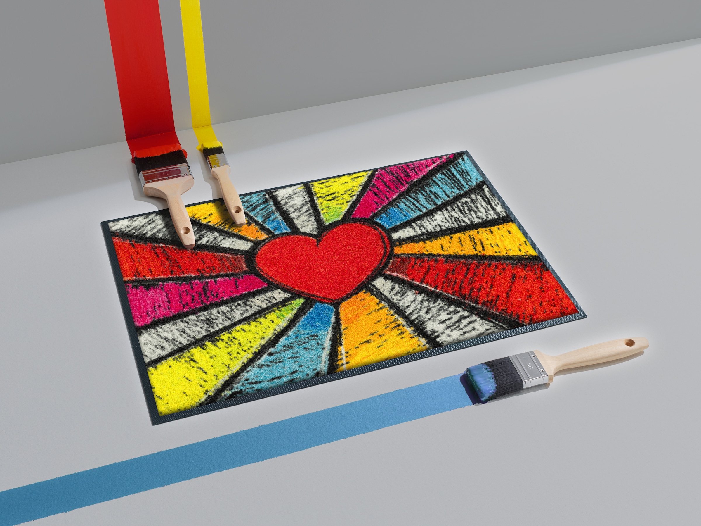 wash+dry by Kleen-Tex Fussmatte »Pop Art Heart« rechteckig 7 mm Höhe