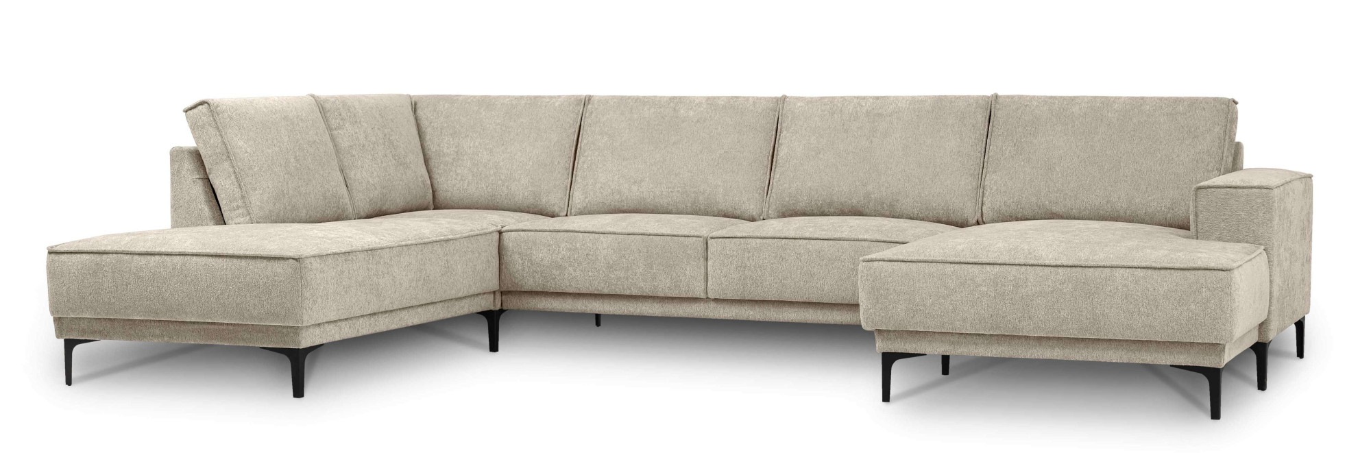 Home affaire Wohnlandschaft »OLAND Bouclé U-Form, XXL, B: 345 cm, Skandi-Design« U-Form, 345 cm, Wellenunterfederung, Skandi-Design, Metallfüsse