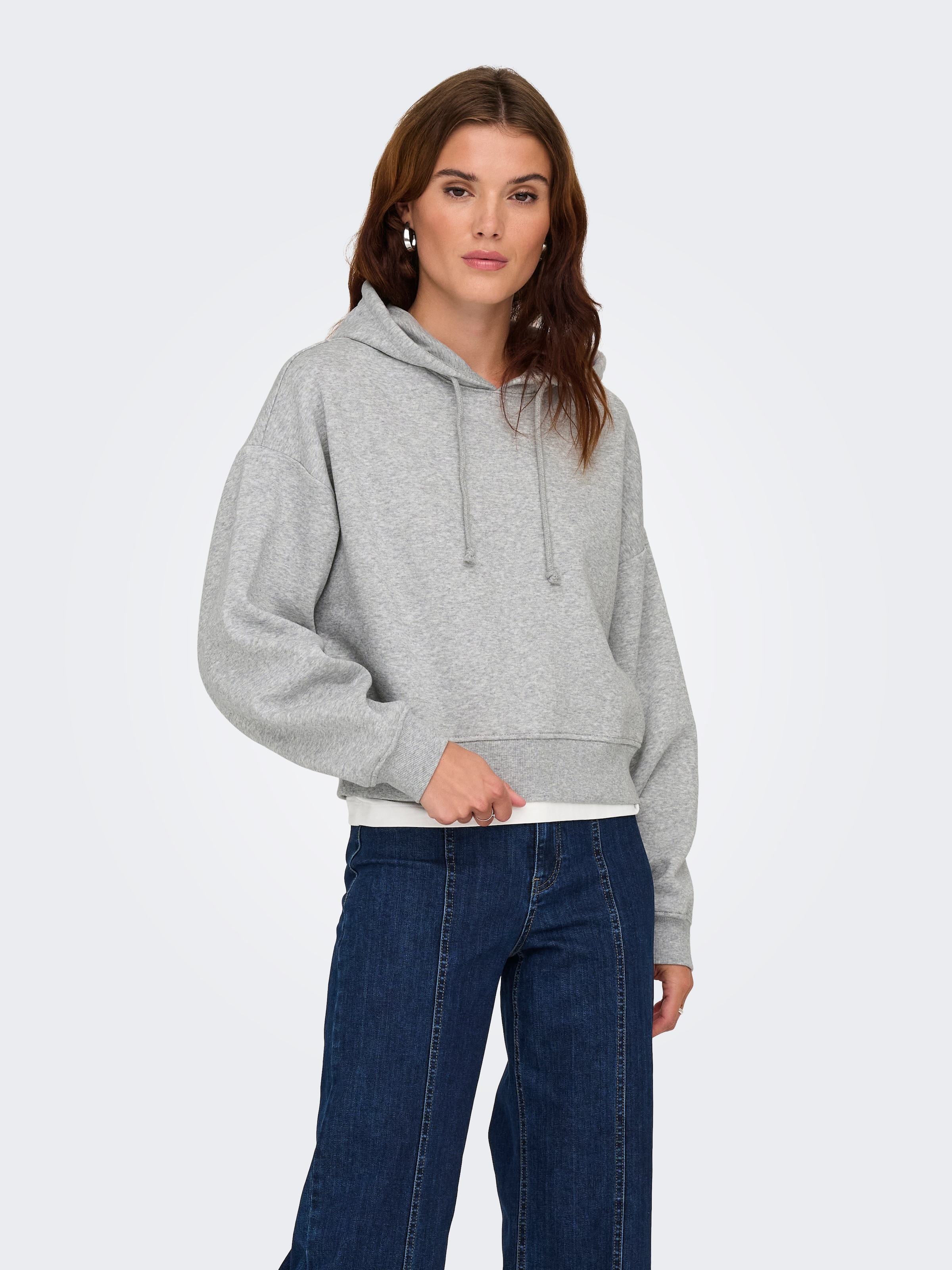 Image of ONLY Kapuzensweatshirt "ONLSWEAT LIFE L/S HOODIE CROPPED SWT", Baumwollmischung, loose fit