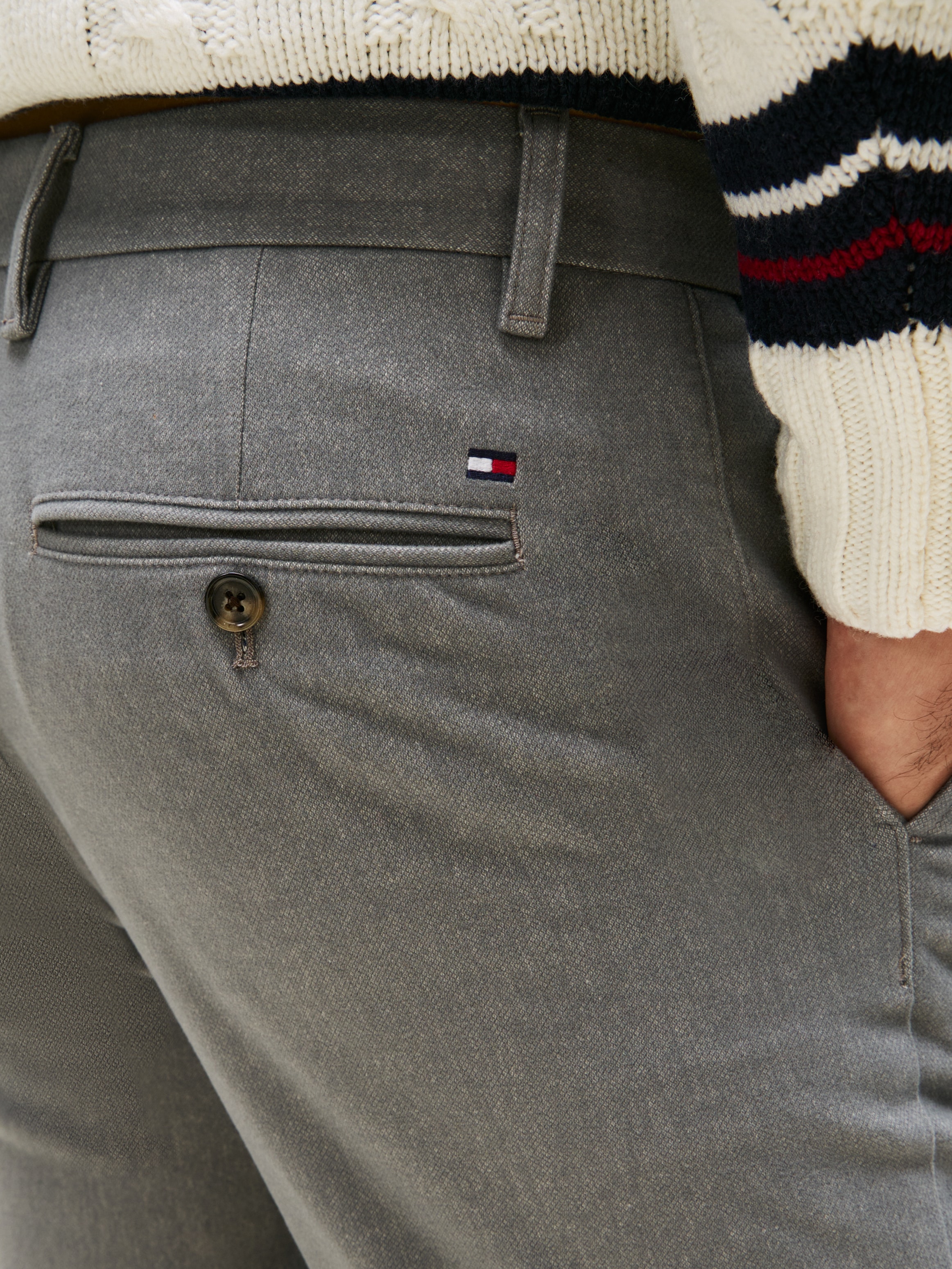 Tommy Hilfiger Chinohose »BLEECKER BRUSHED MARL«, Slim Fit, gebürstete Melangeoptik, Baumwollmischung