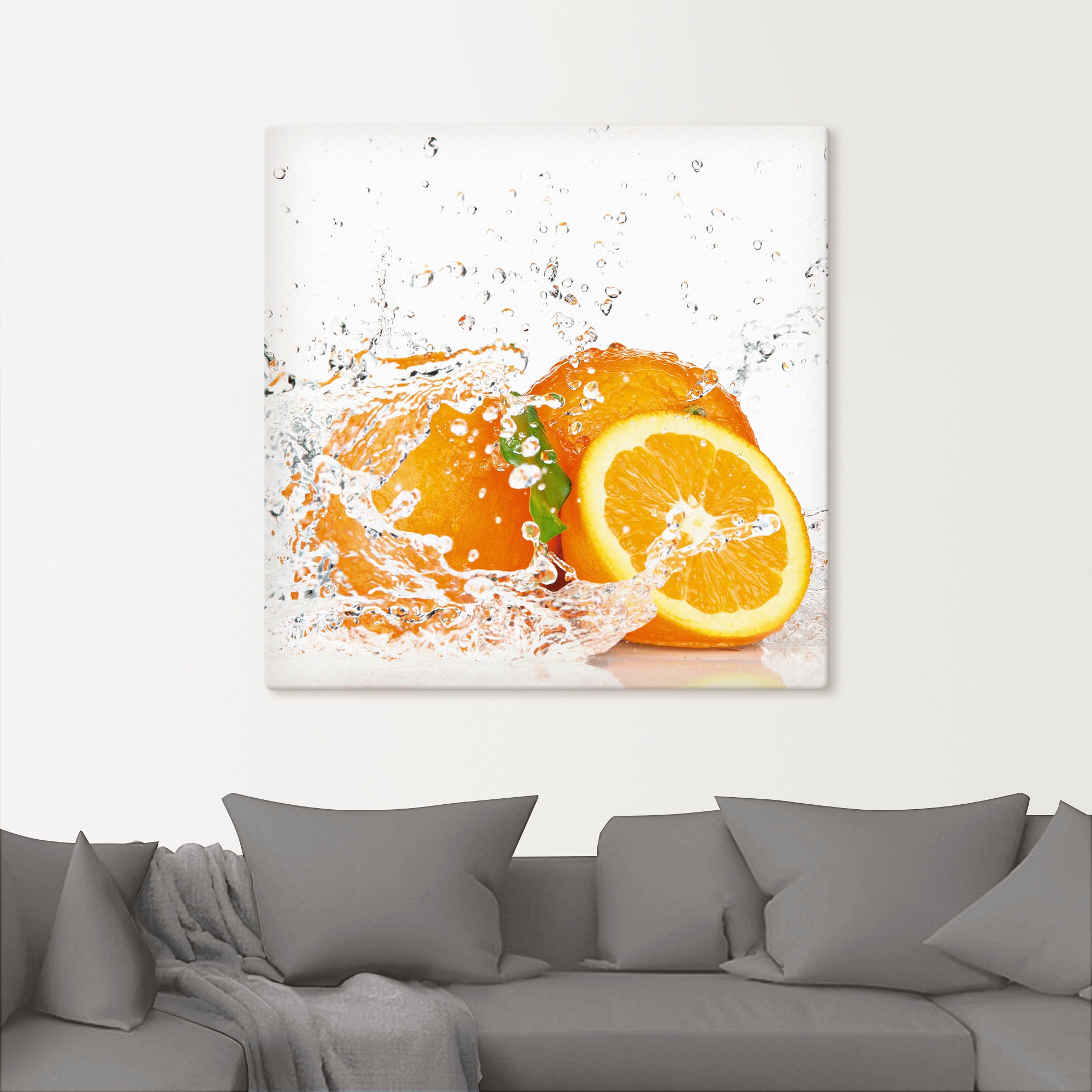 Artland Wandbild »Orange mit Spritzwasser«, Süssspeisen, (1 St.), als Leinwandbild, Poster, Wandaufkleber in verschied. Grössen