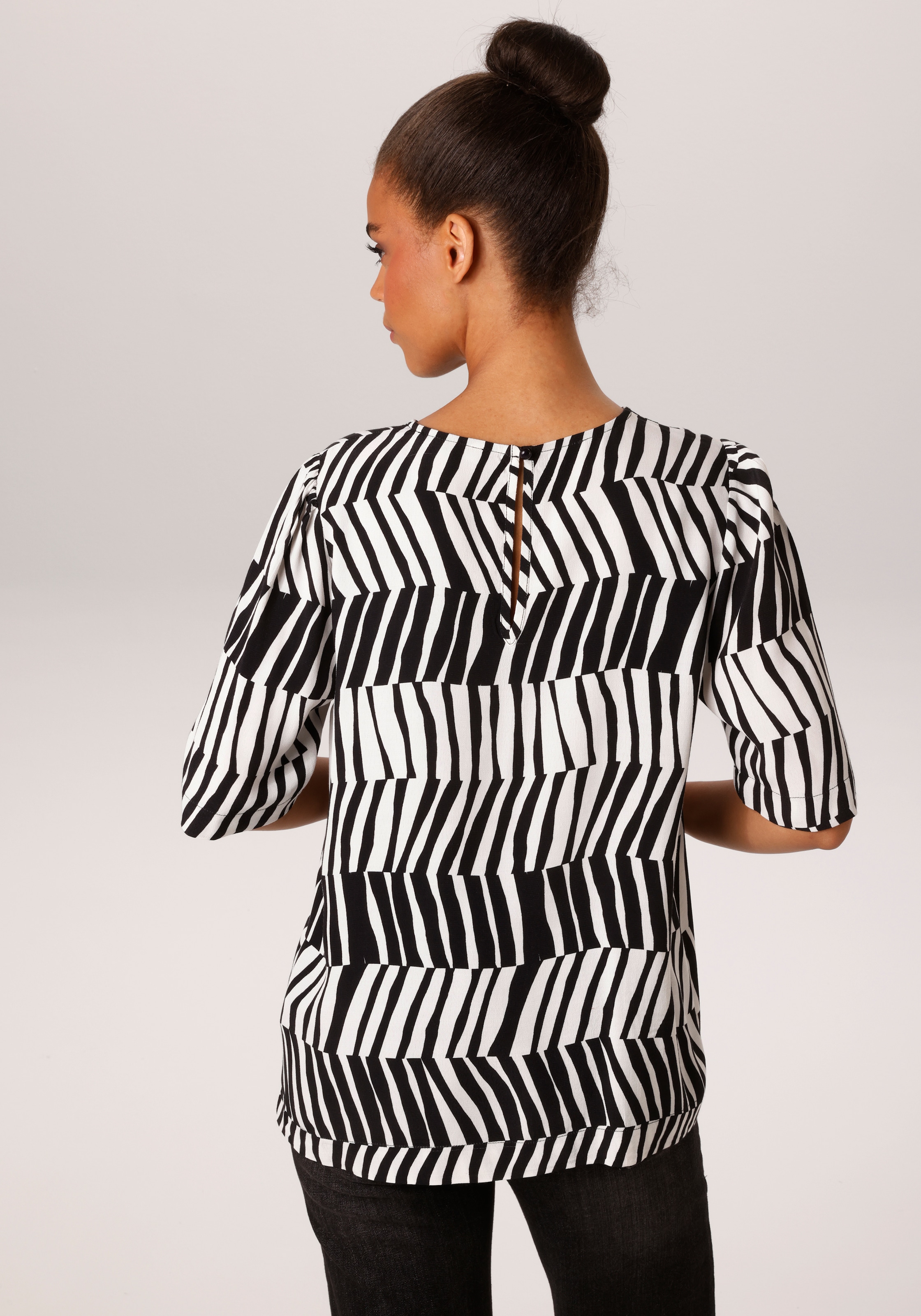 Aniston CASUAL Schlupfbluse mit extravagantem Streifenmuster - NEUE KOLLEKTION