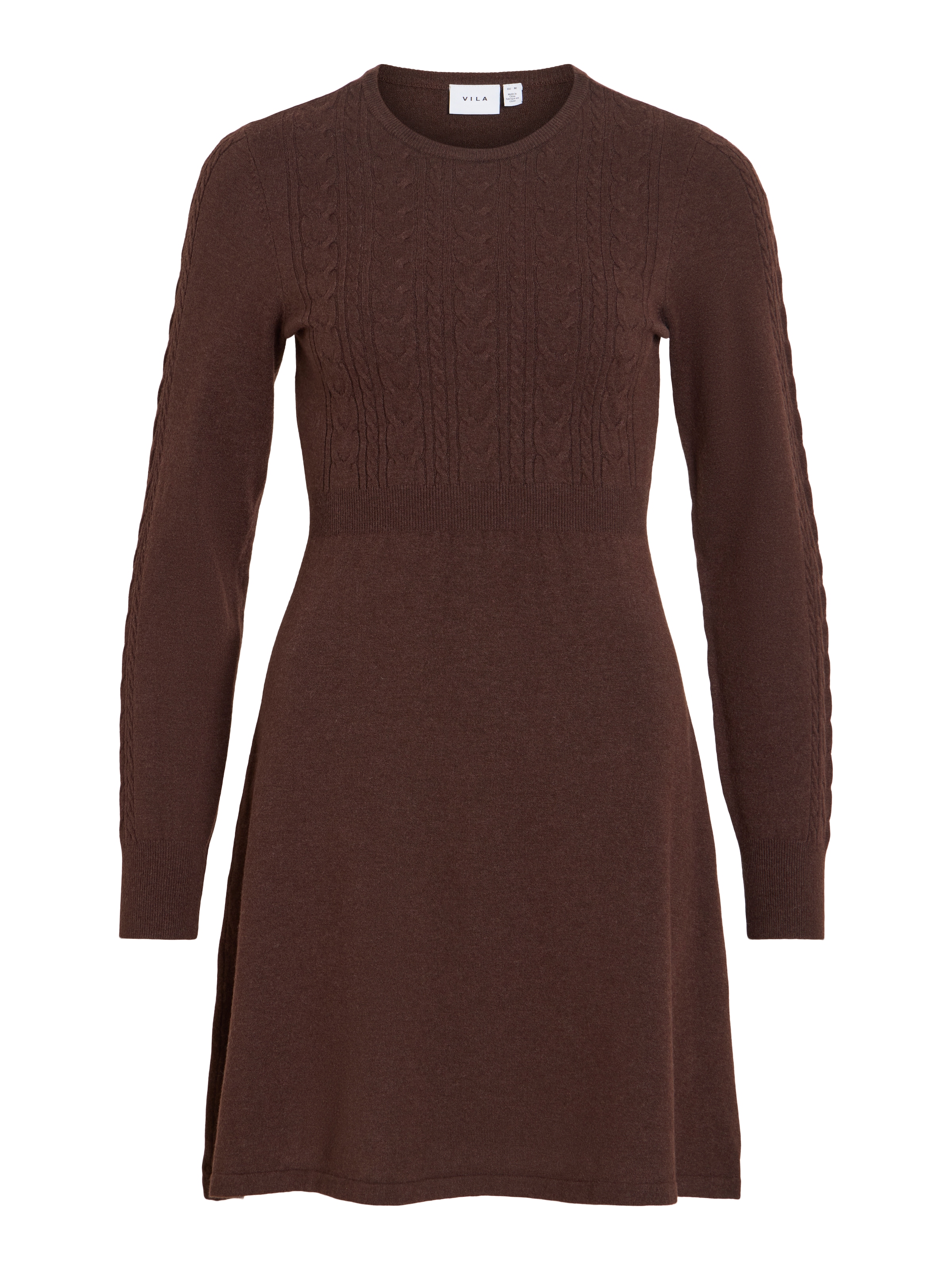 Vila Mini-robe »VIKERRY O-NECK L/S CABLE KNIT DRESS NOOS« en mélange de matières avec viscose