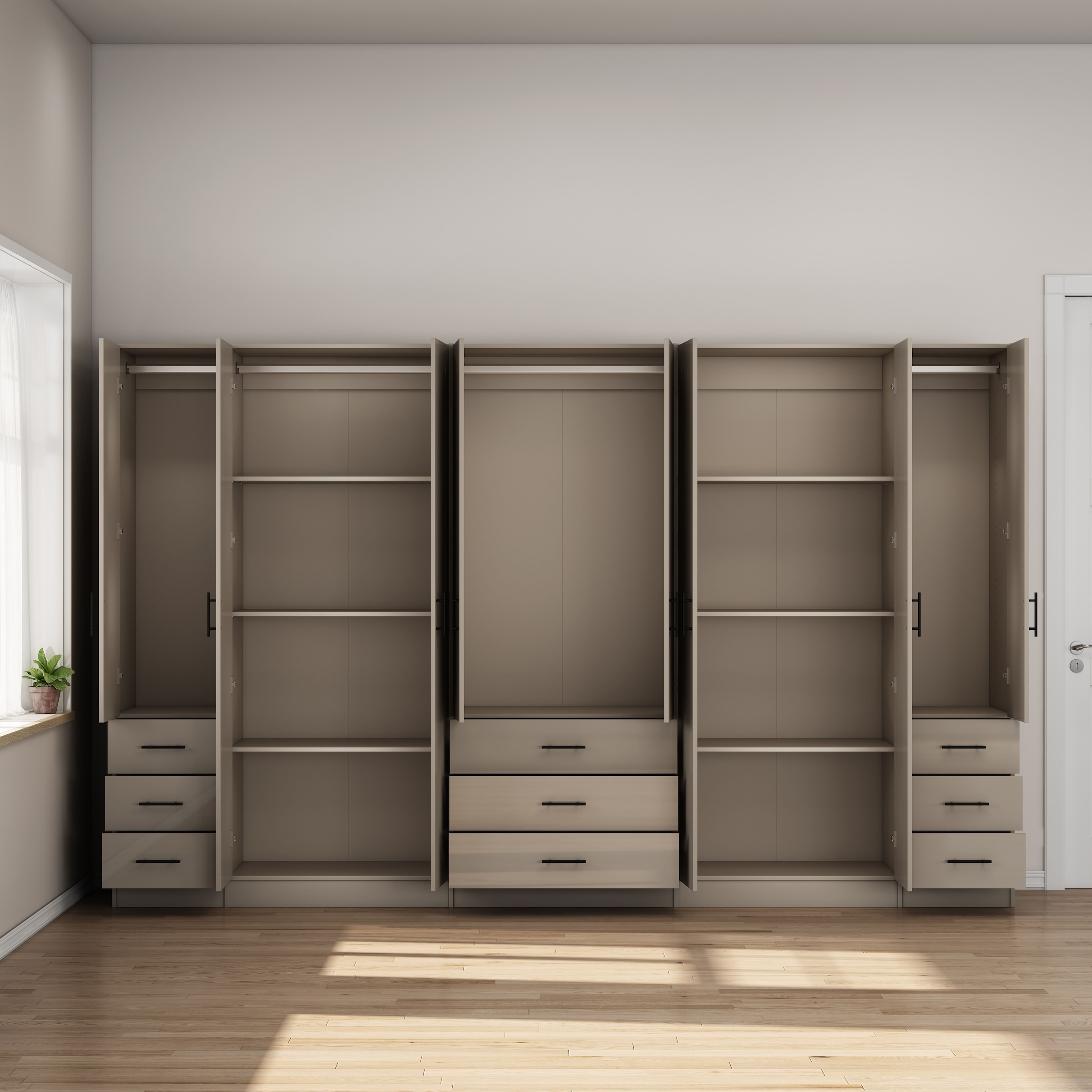 GOODproduct Kleiderschrank »Trento Schlafzimmerschrank Garderobe hochglanz« Schrank mit 8 Türen und 9 Schubladen, hochglänzende Fronten