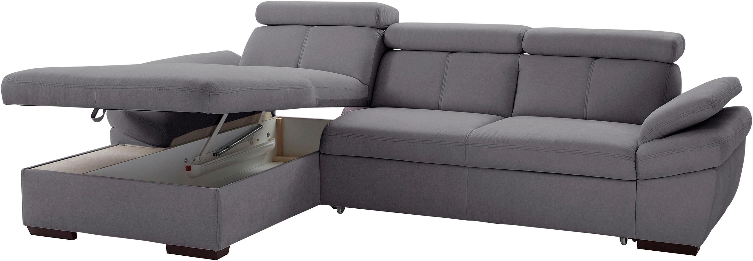 exxpo - sofa fashion Ecksofa »Salerno, inkl. Kopf- und Armteilverstellung, elegant & bequem, L-Form«, wahlweise mit Bettfunktion und Bettkasten, tolle Detailverarbeitung