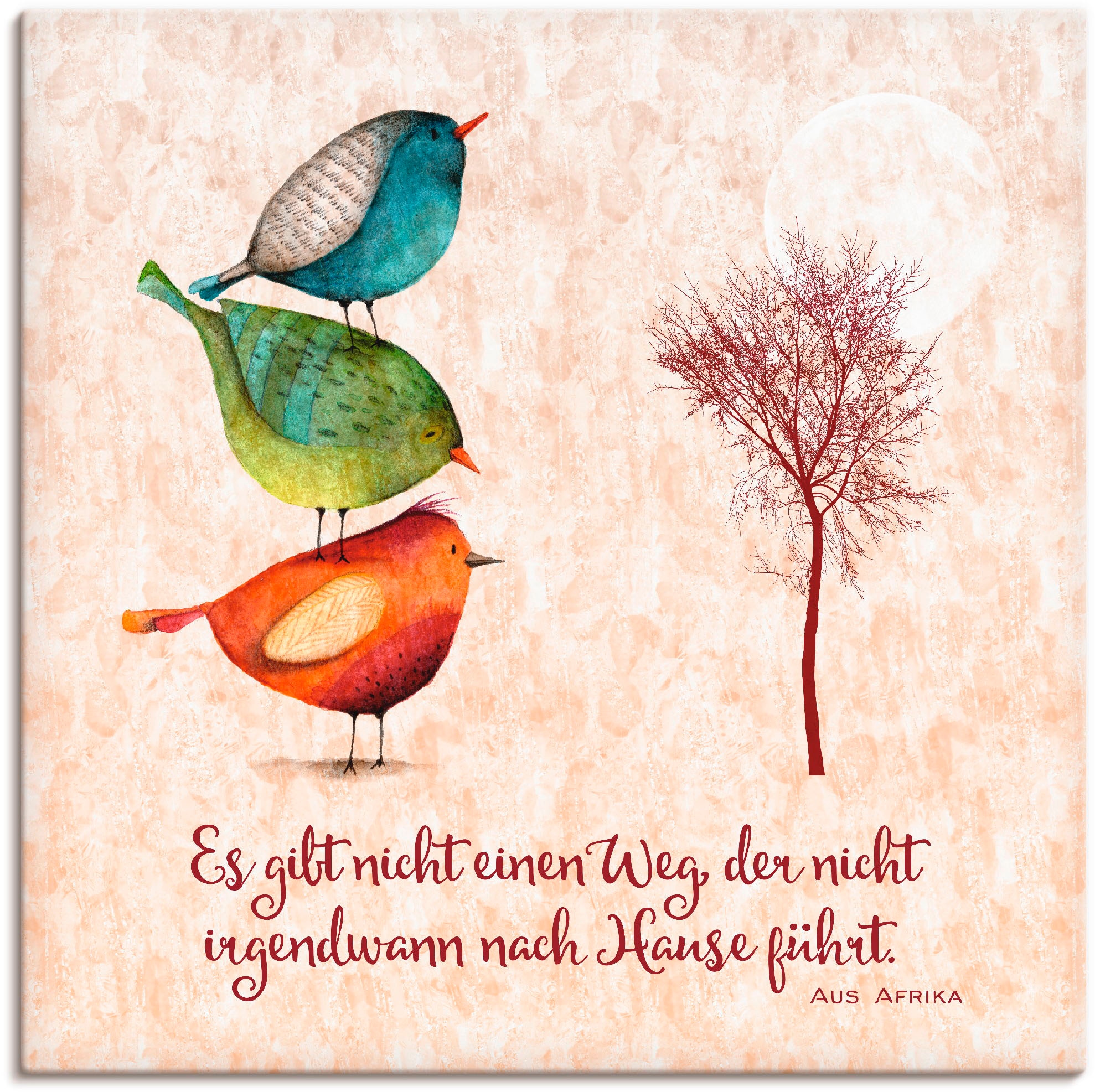 Image of Artland Leinwandbild "Lebensweisheit Zu Hause" Tiere 1 Stk. tlg. auf Holzrahmen gespannt