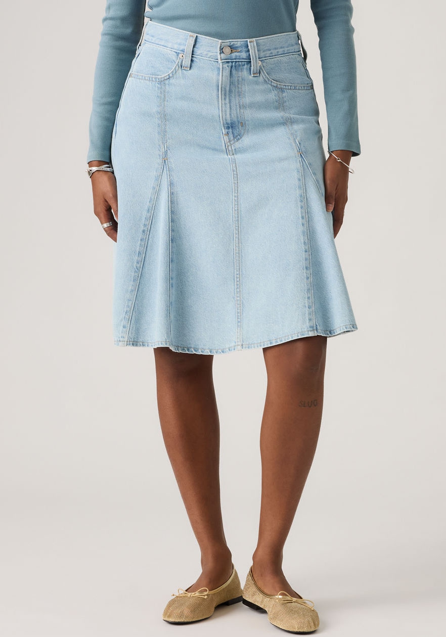 Image of Levis Jeansrock "GODET KNEE LENGTH SKIRT" Midirock mit Falten
