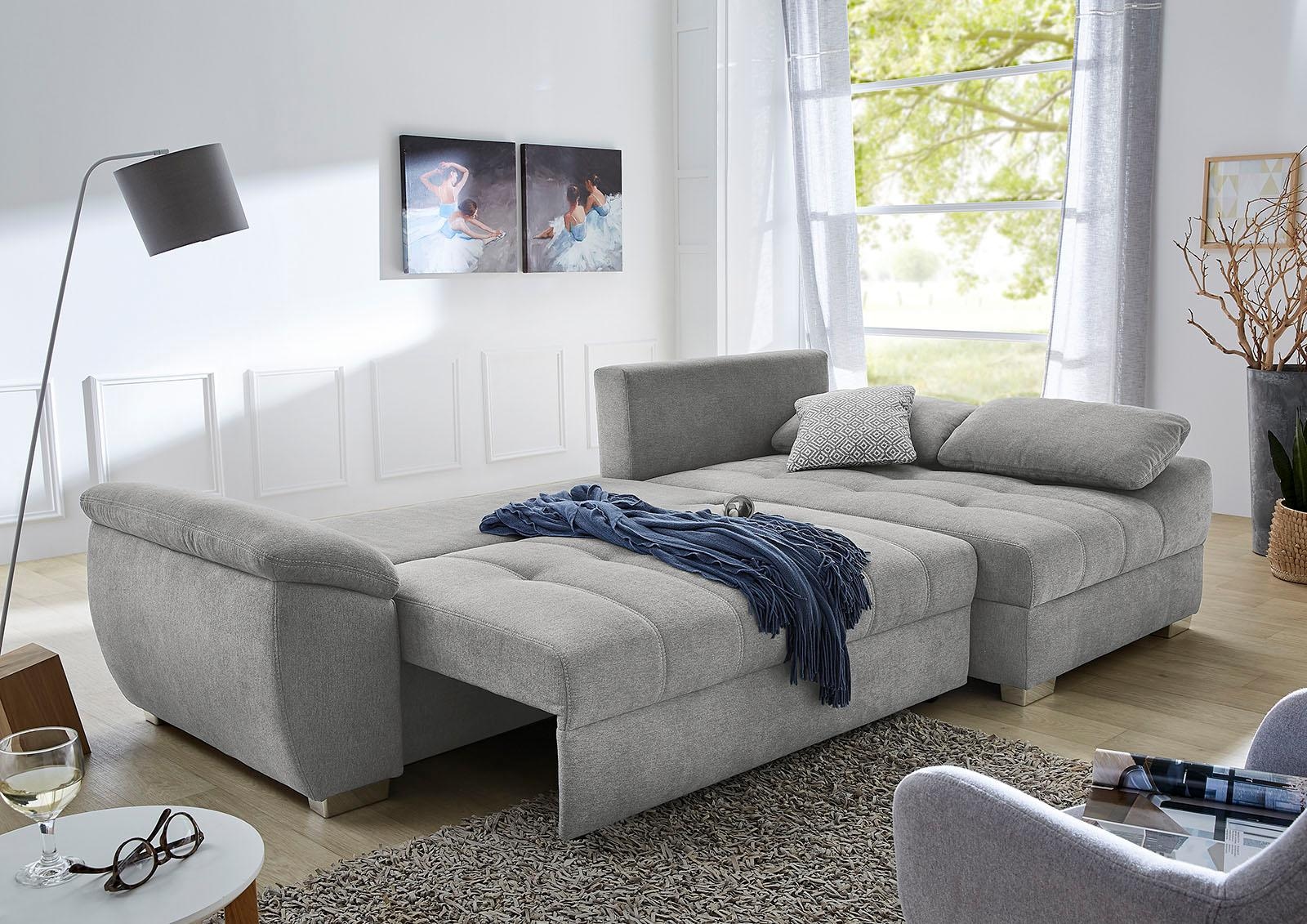 Jockenhöfer Gruppe Canapé d'angle »Alster L-Form, B: 268 cm« mit Bettfunktion, Bettkasten & Zierkissen