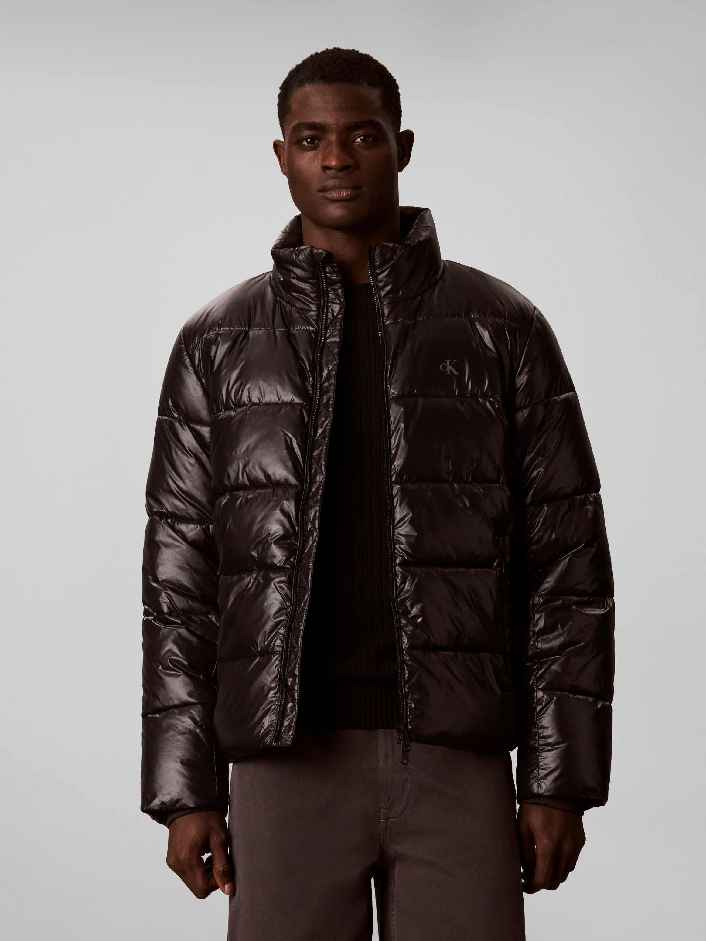 Image of Calvin Klein Steppjacke "HIGH SHINE NYLON PUFFER" ohne Kapuze Regular fit mit Stehkragen