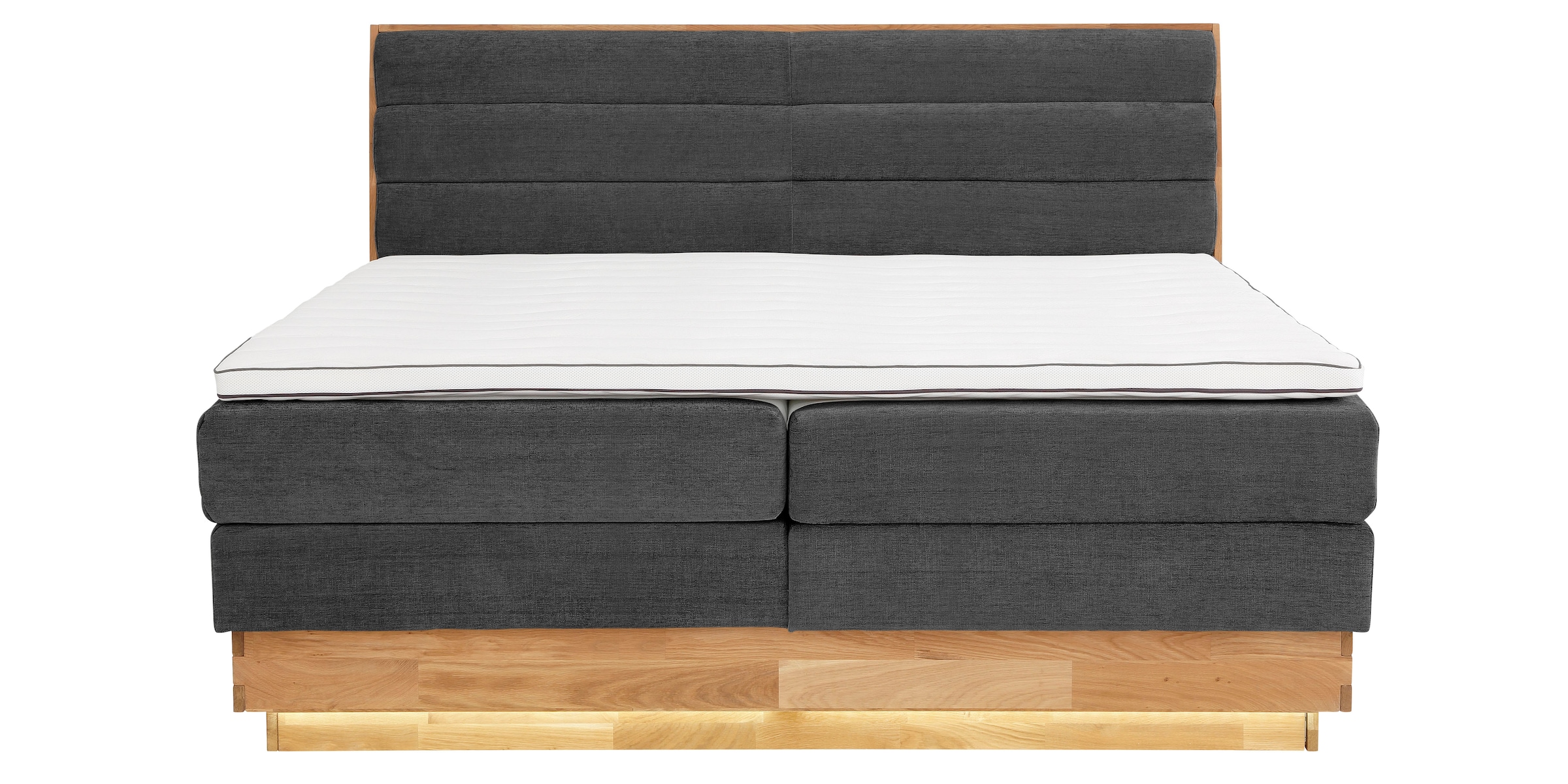 GOODproduct Boxspringbett, LED-Beleuchtung, mit zertifizierten, recycelten Bezugsstoffen