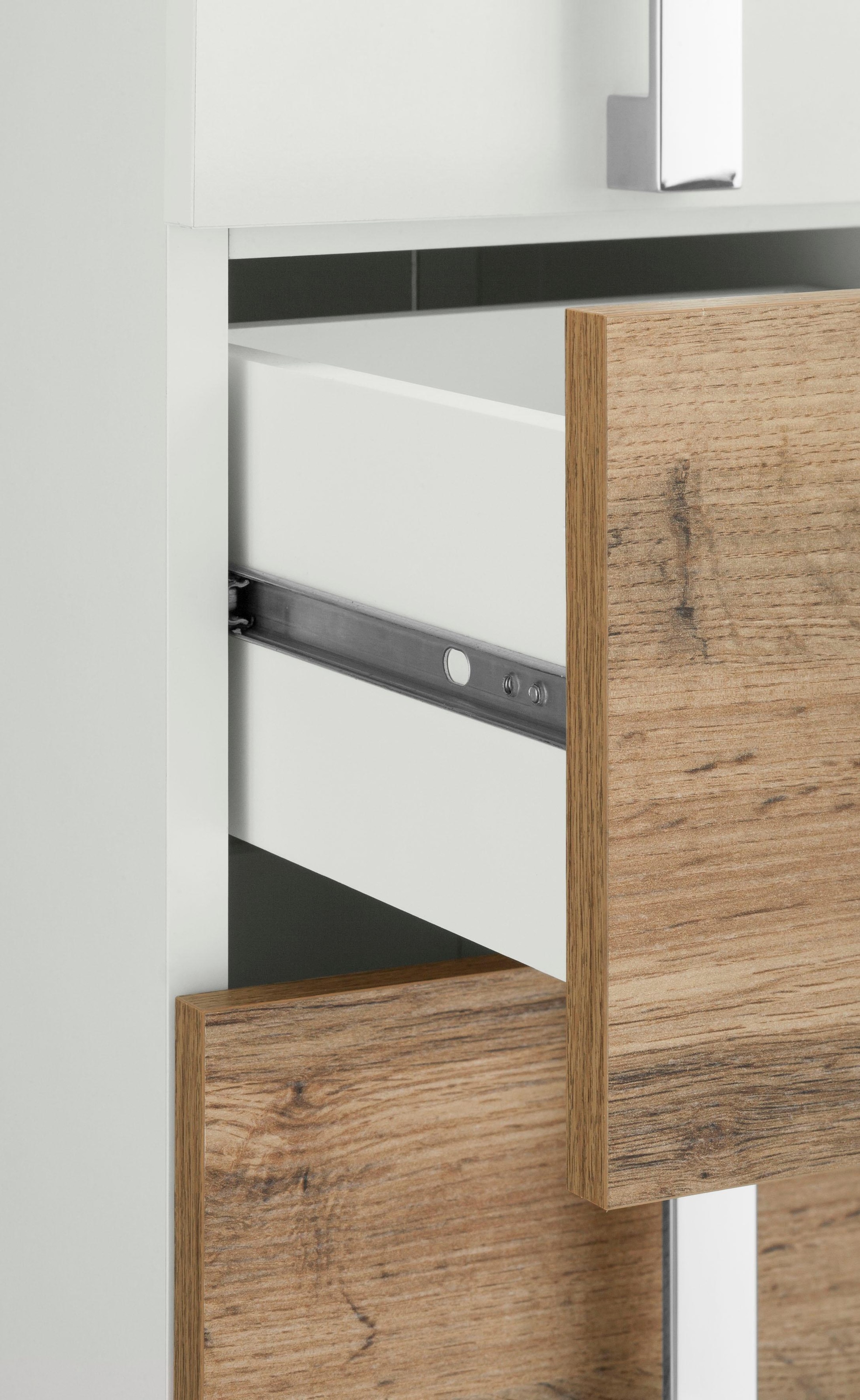 Schildmeyer Armoire haute »Kampen made in Germany« Höhe 163,7 cm, mit Metallgriffen, Stauraum durch offene Regalfächer