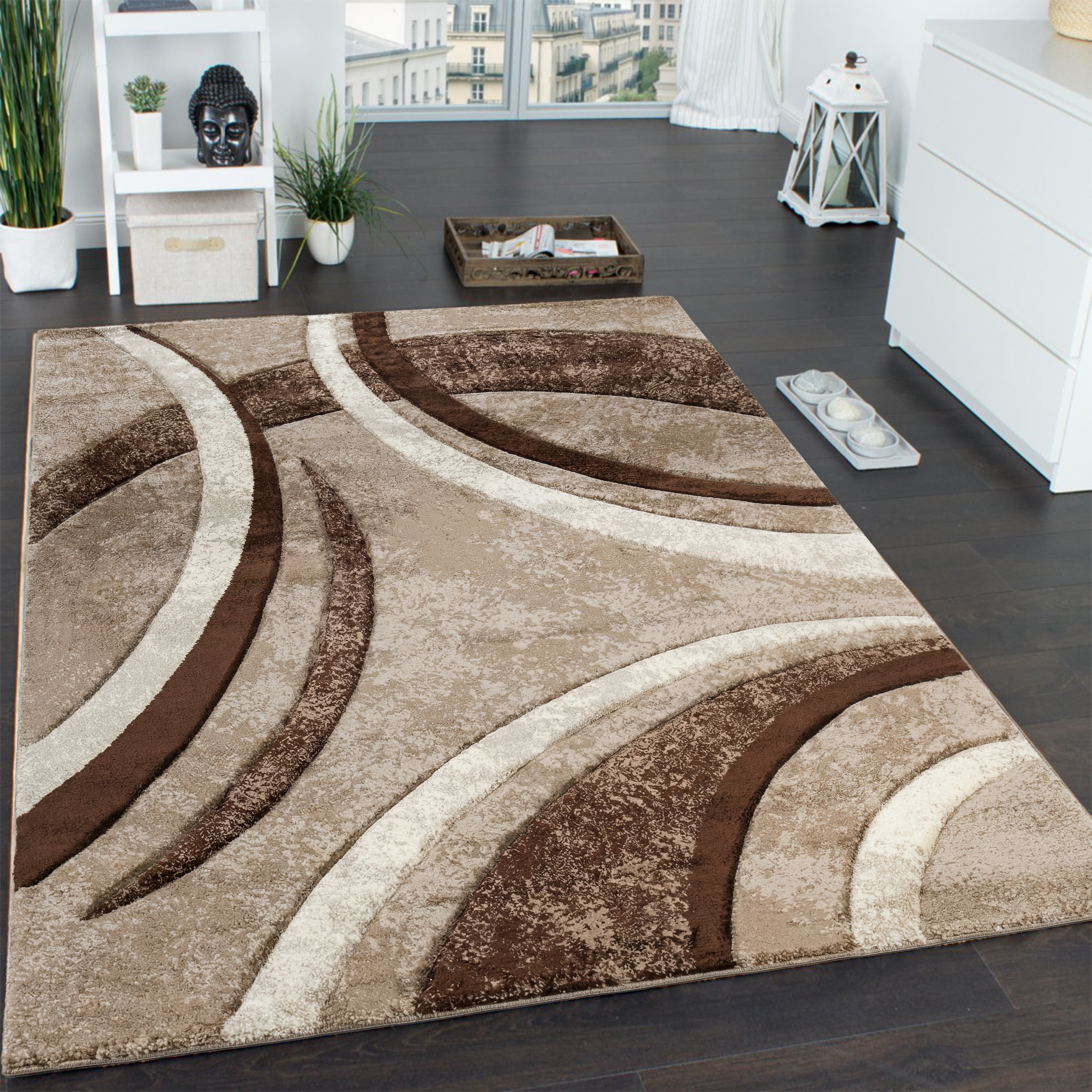 Paco Home Tapis »Brillance 758« Rectangulaire 14 mm Höhe poils courts, design géométrique moderne, aussi en coureur