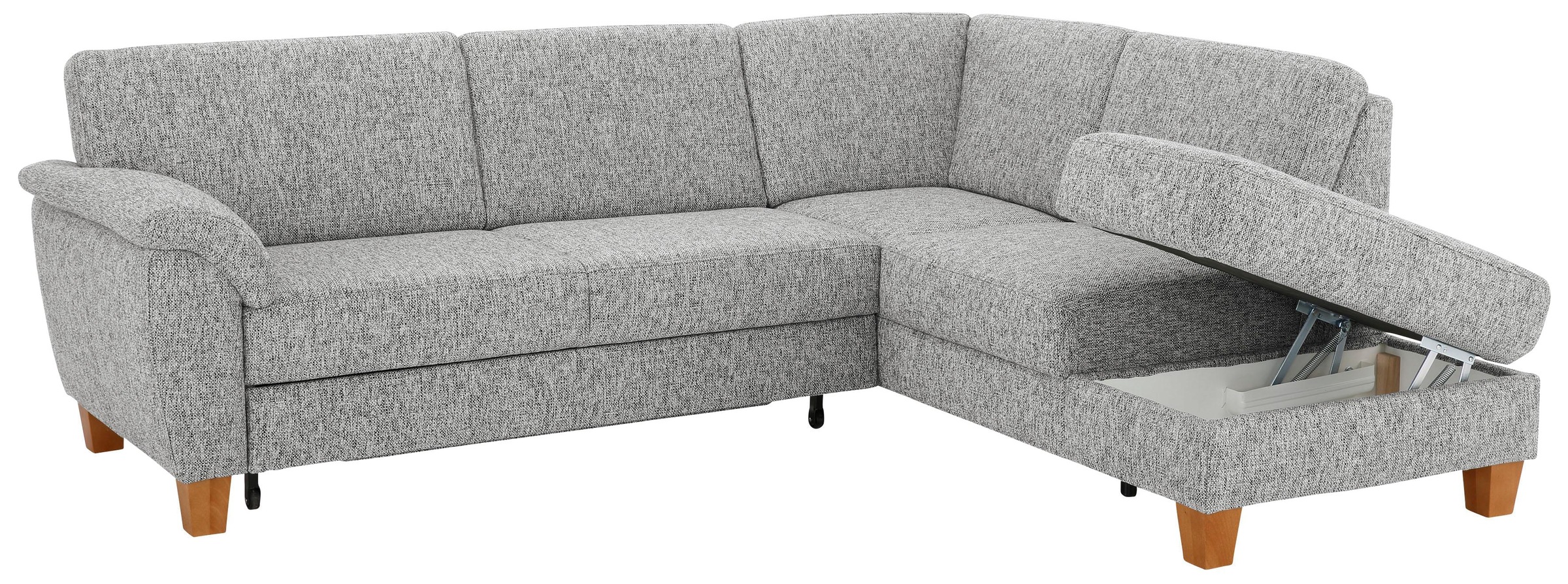 Home affaire Ecksofa »Alta L-Form«, mit Federkern und Kontrastnaht, Füsse Buche eichefarben