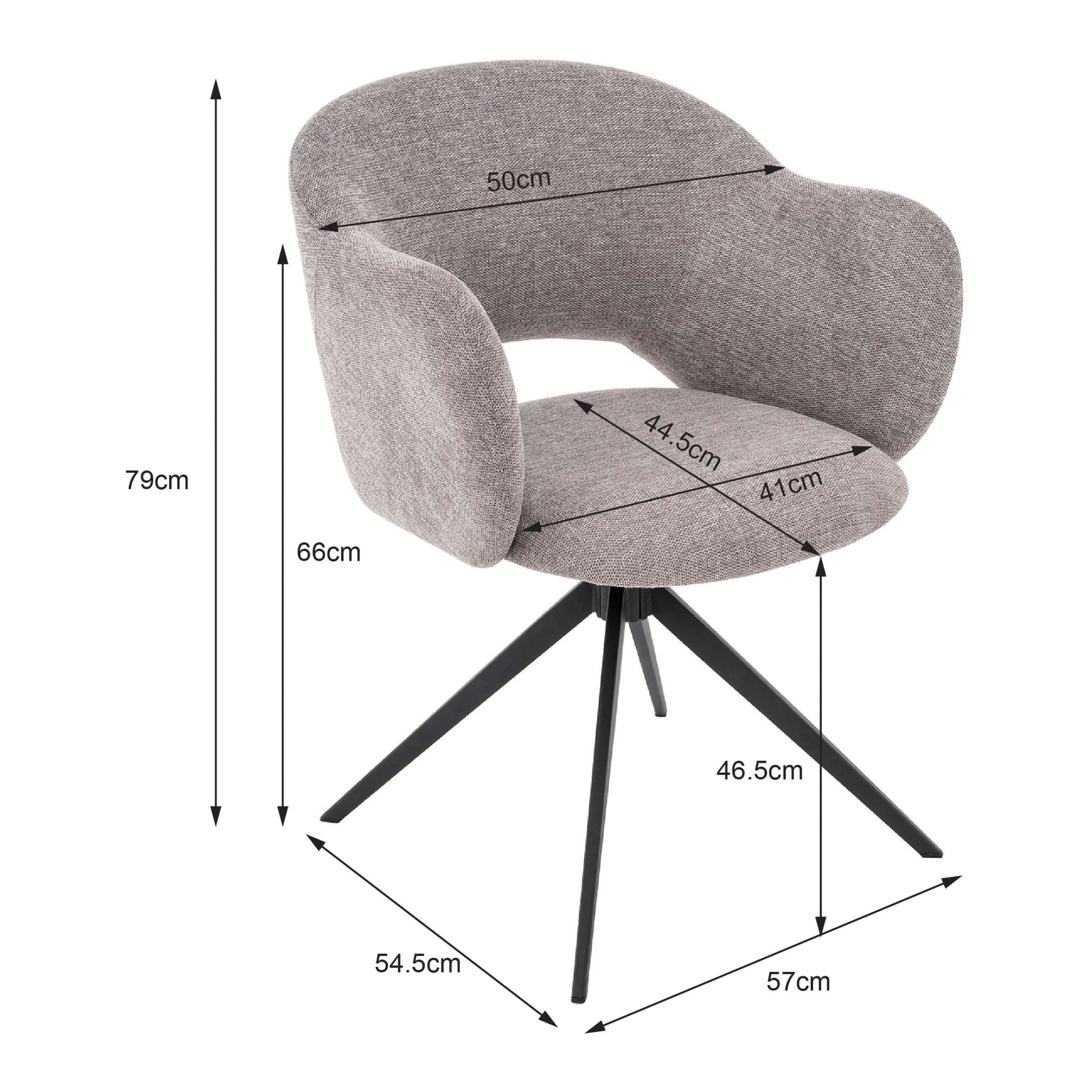 GOODproduct Chaise de salle à manger »Fynnjard« (Set) 2 cuismit schwarzen Metallbeinen, Drehfunktion, Webstoff Bezug