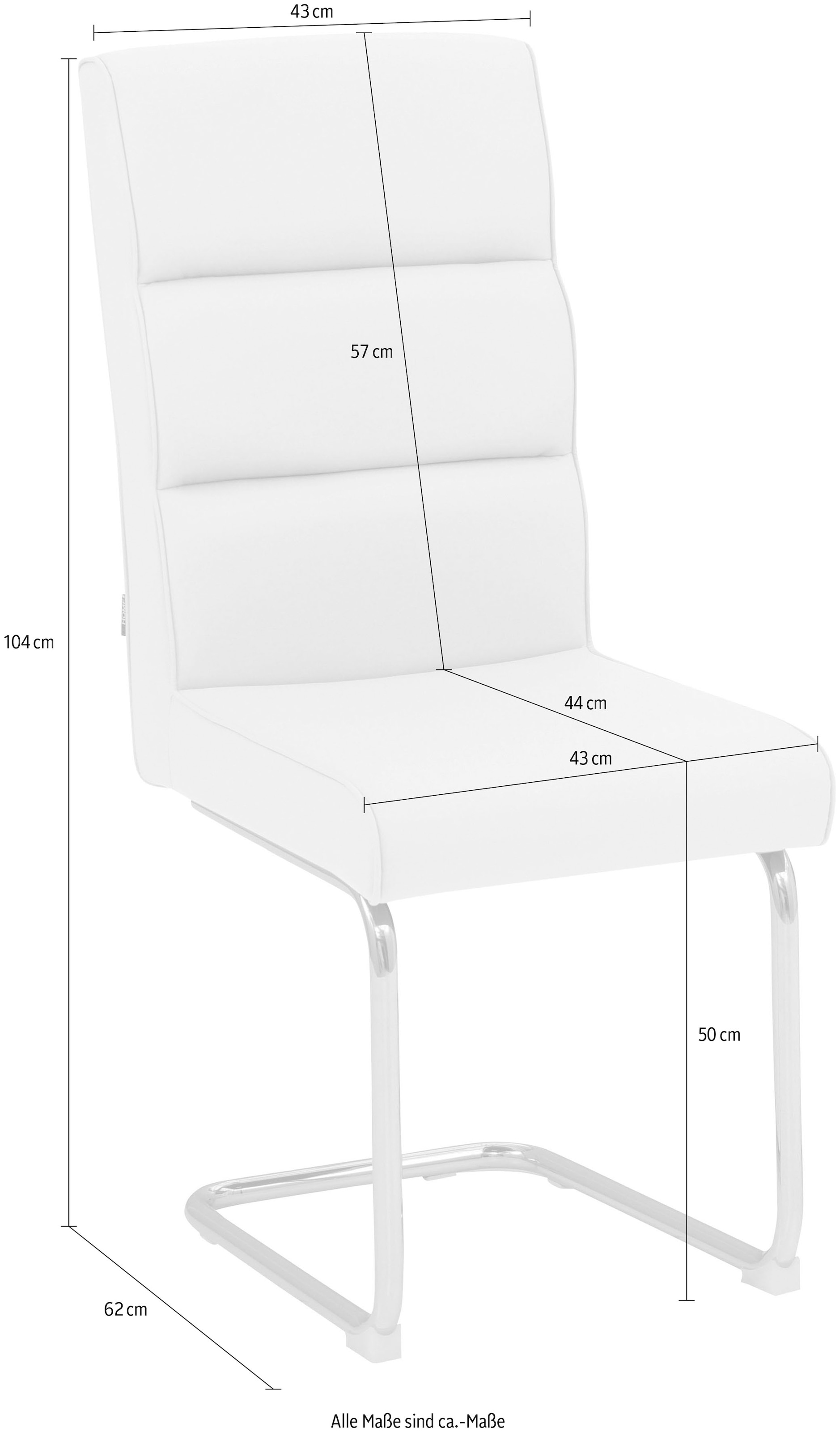 INOSIGN Freischwinger Metall, 50 Gestell cm »Lano«, Sitz 2er Webstoff, im Set, Sitzhöhe aus gepolstert, kaufen