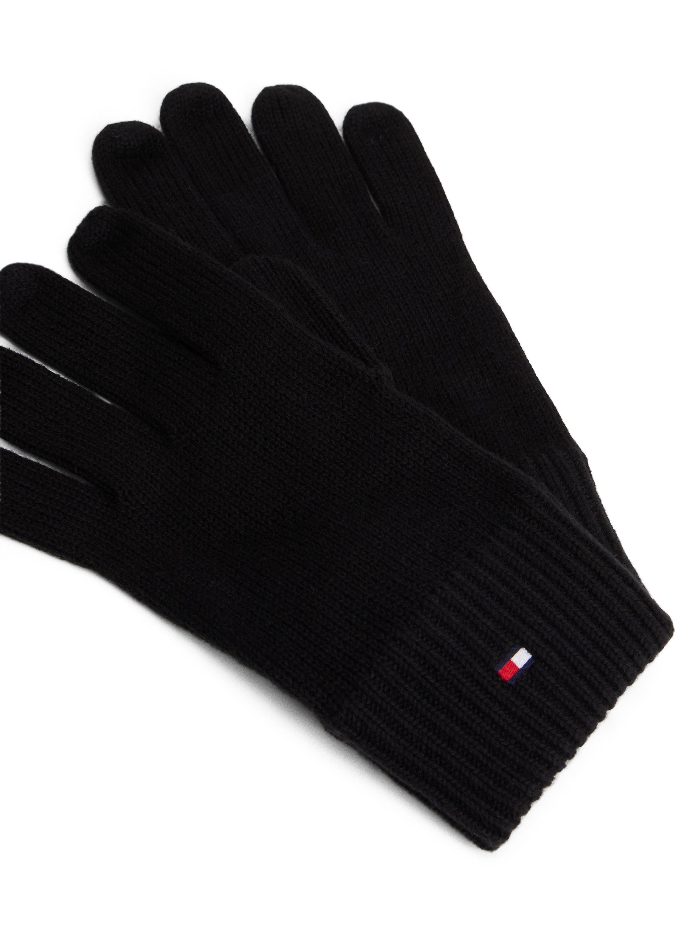 Tommy Hilfiger Gants tricotés »ESSENTIALS FLAG GLOVES« avec broderie du logo