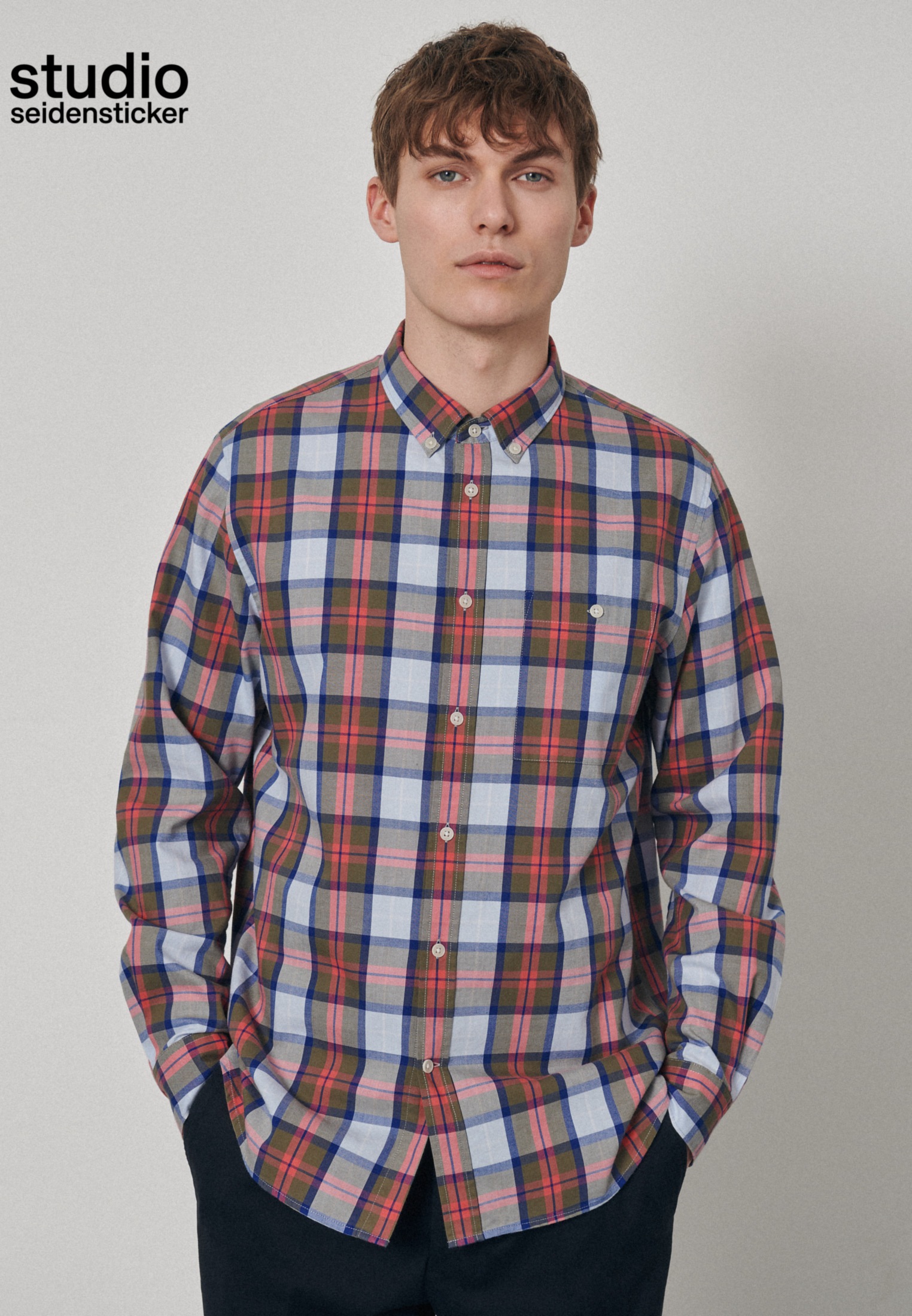 Image of seidensticker Businesshemd »Studio«, Regular Langarm Button-Down-Kragen Karo bei Ackermann Versand Schweiz