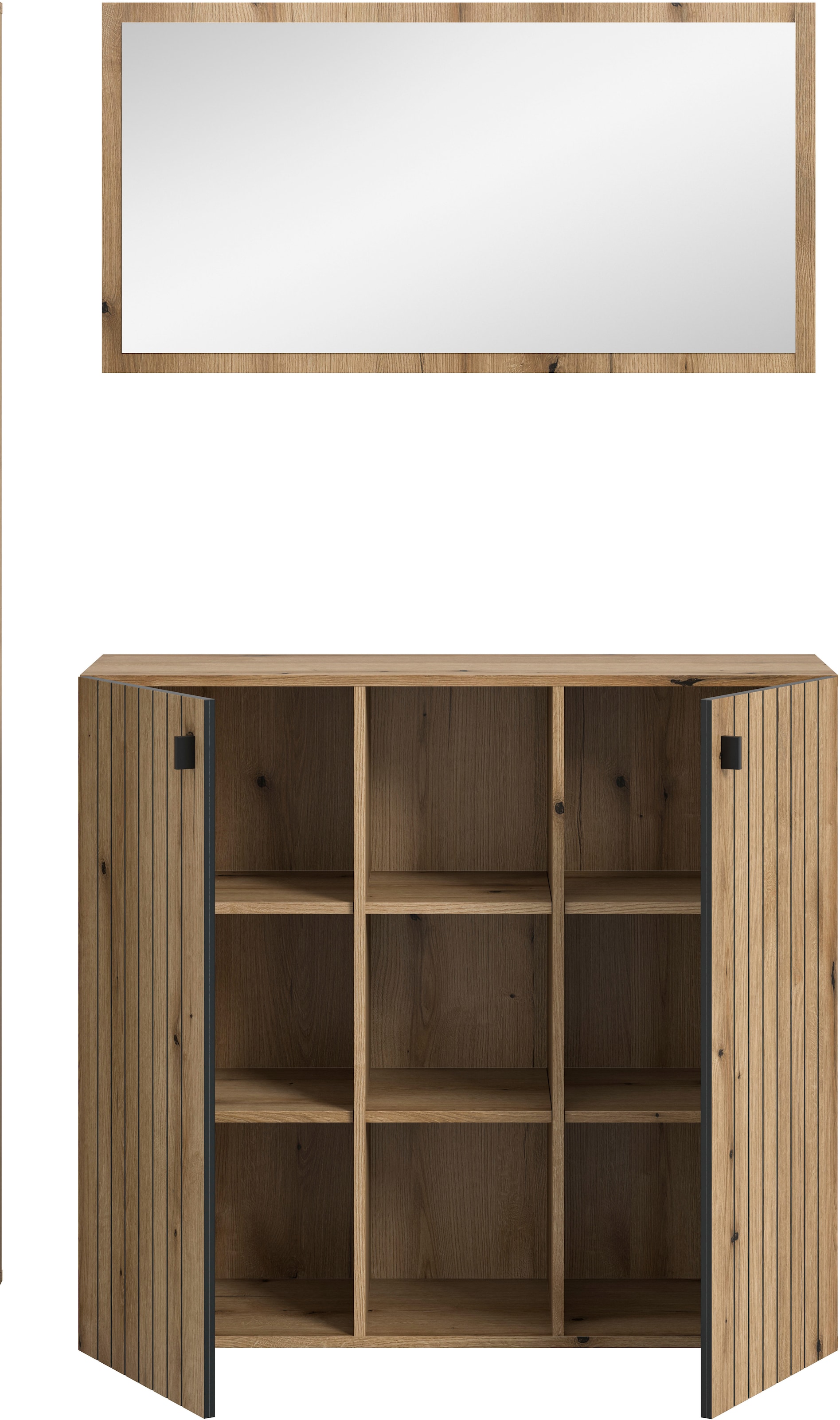 Home affaire Ensemble de vestiaires »TATIO, 2-tlg. Garderobenkombination,Breite: 106 cm, Rillenfräsung« Set, Set, best. aus: 1 Spiegel, 1 Schuhkommode, 2 cuis tlg.