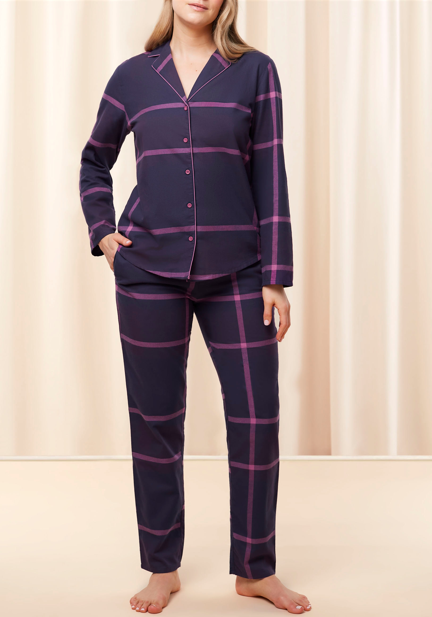 Triumph Schlafanzug Taschen »Boyfriend tlg.), mit 2 auf X PW Pyjama versandkostenfrei Checks«, seitlichen (Set