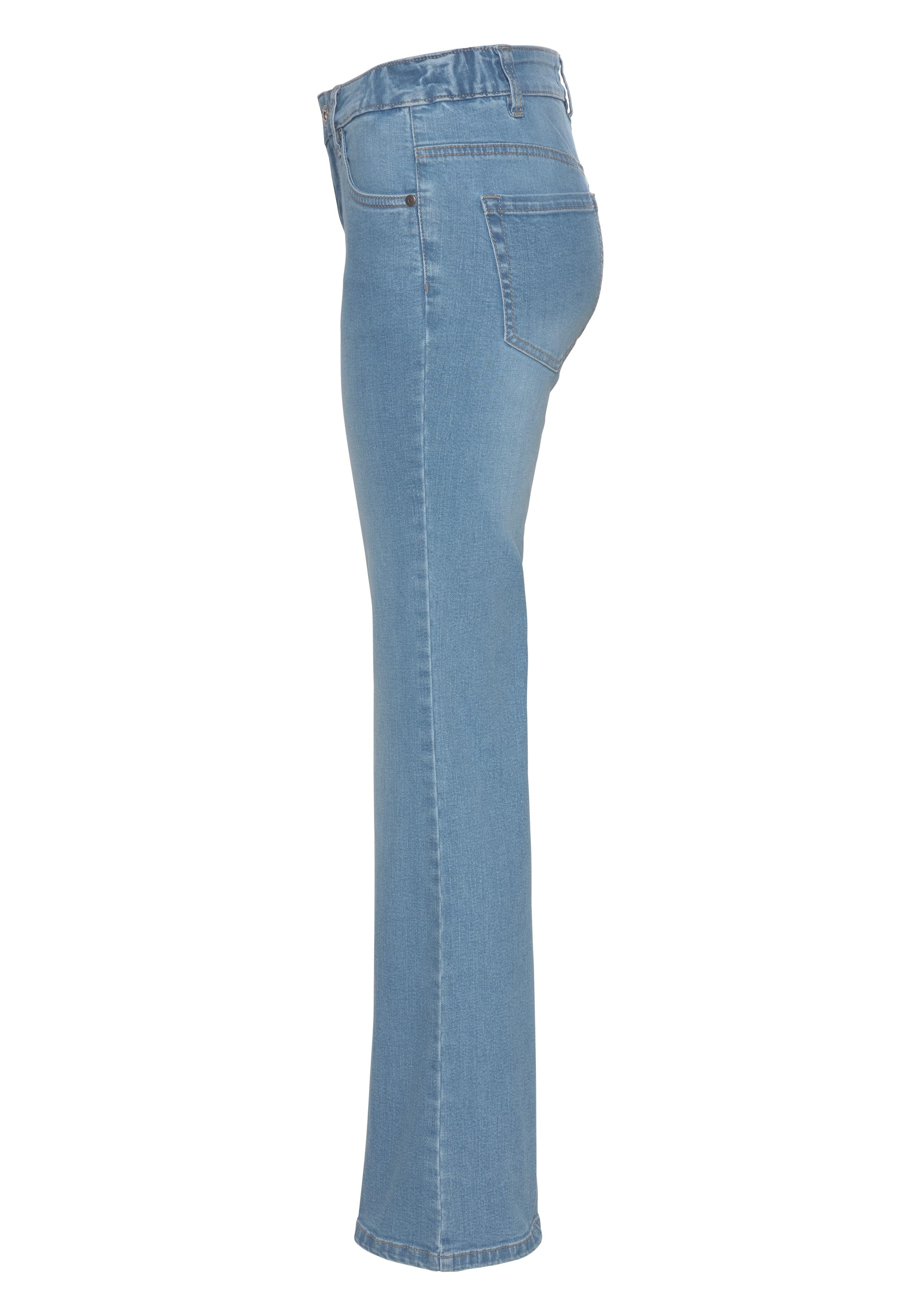 Arizona Bootcut-Jeans »Bund mit seitlichem Gummizugeinsatz«, High Waist