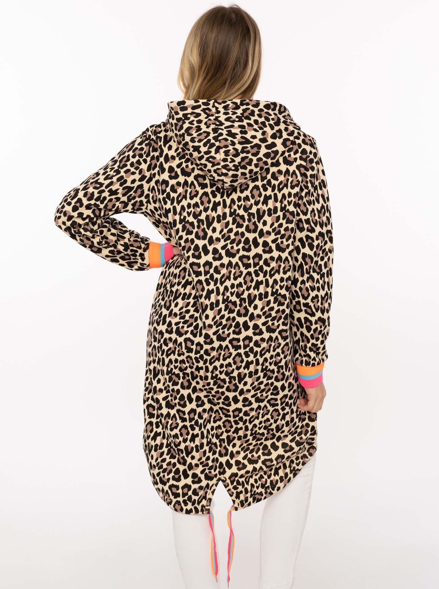 Zwillingsherz Jerseymantel »"Leo allover Neon Kante"« mit Kapuze und Taschen, Neondetails