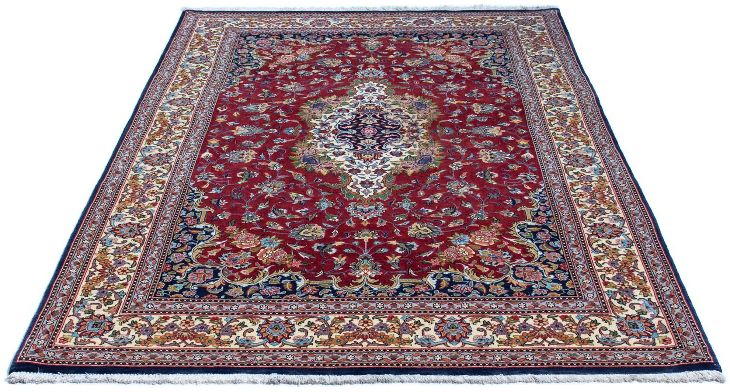 Image of morgenland Orientteppich »Perser - Ghom - 196 x 140 cm - dunkelrot«, rechteckig, 10 mm Höhe, Wohnzimmer, Handgeknüpft, Einzelstück mit Zertifikat bei Ackermann Versand Schweiz