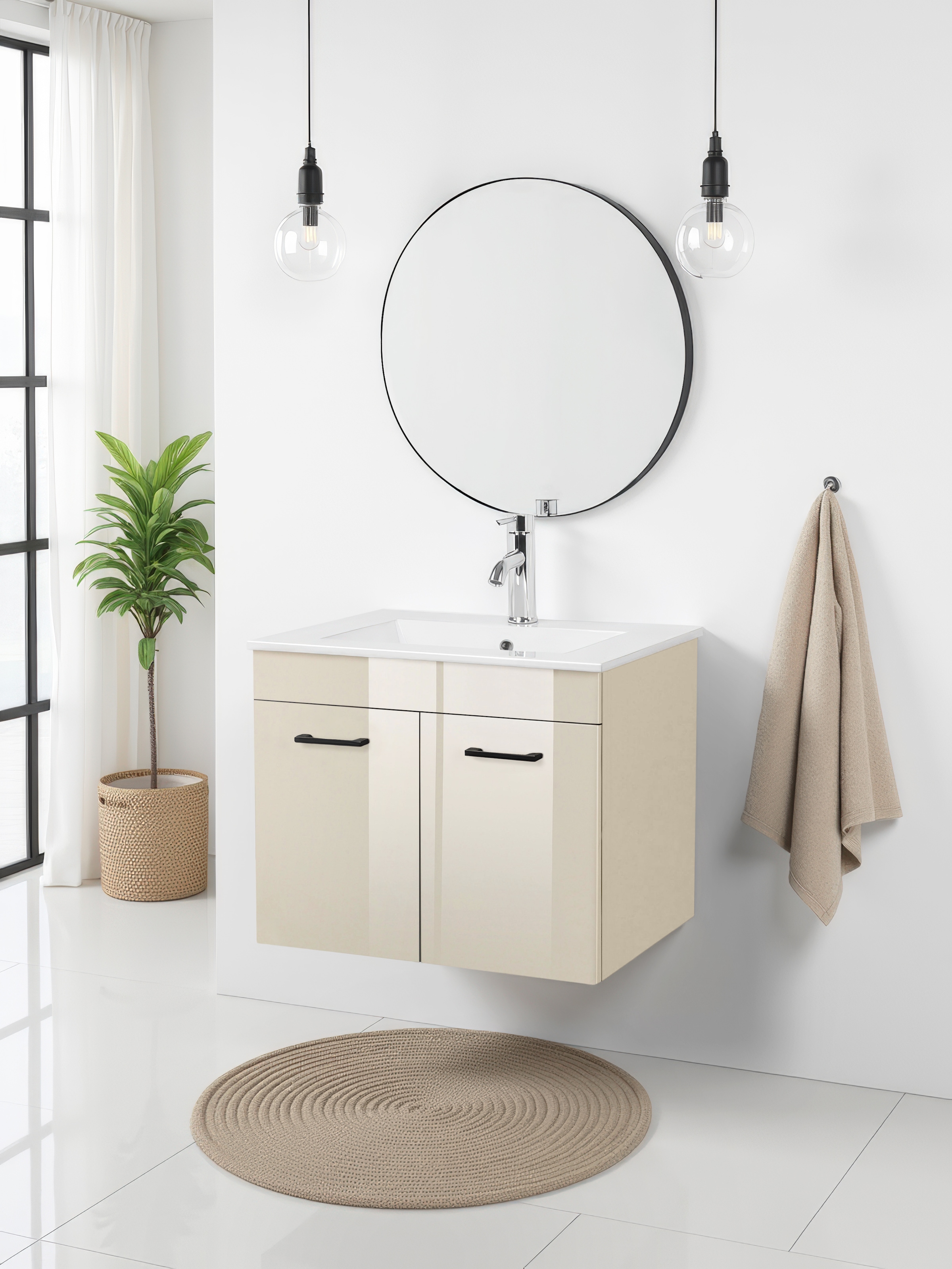 welltime Table de lavage »Florenz, Breite 60cm, 2 Tür, 2 Fächer, MDF-Front« Komplett-Set,  Waschplatz mit 2 Türen,in verschiedenen Farben erhältlich, Badmöbel