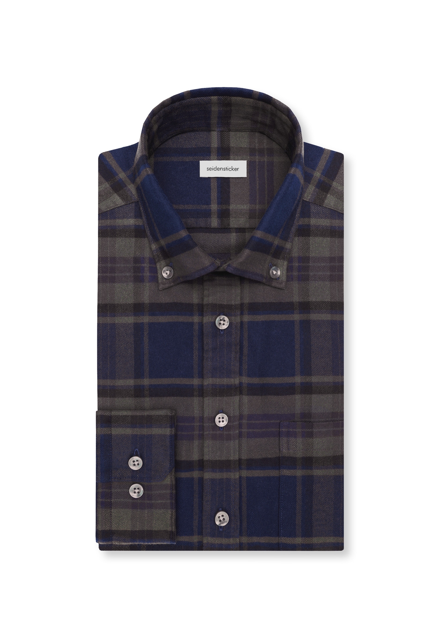 seidensticker Businesshemd Regular 1/1 Button-Down-Kragen Karo