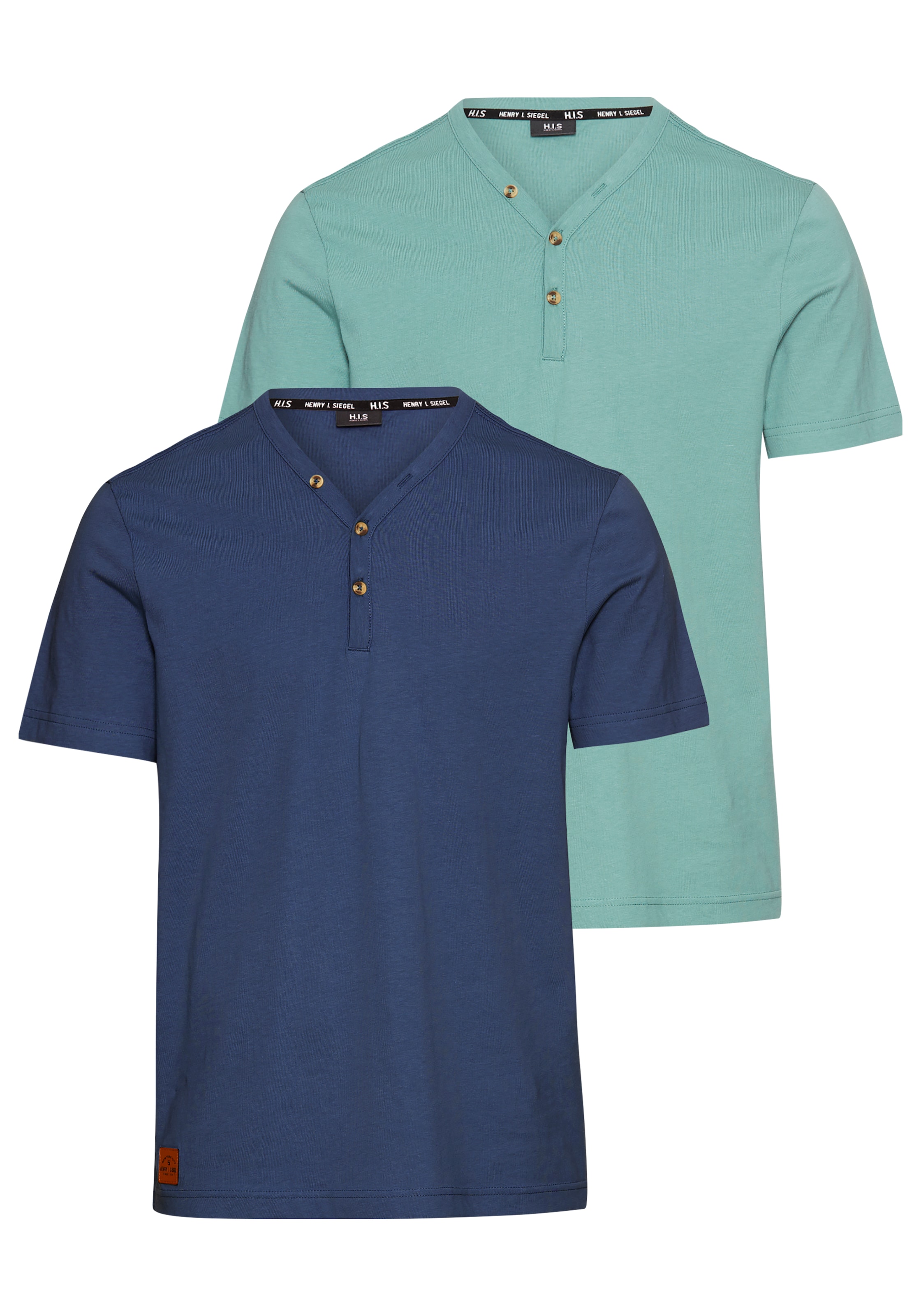 Image of H.I.S Henleyshirt 2-er Pack, mit Knopfleiste