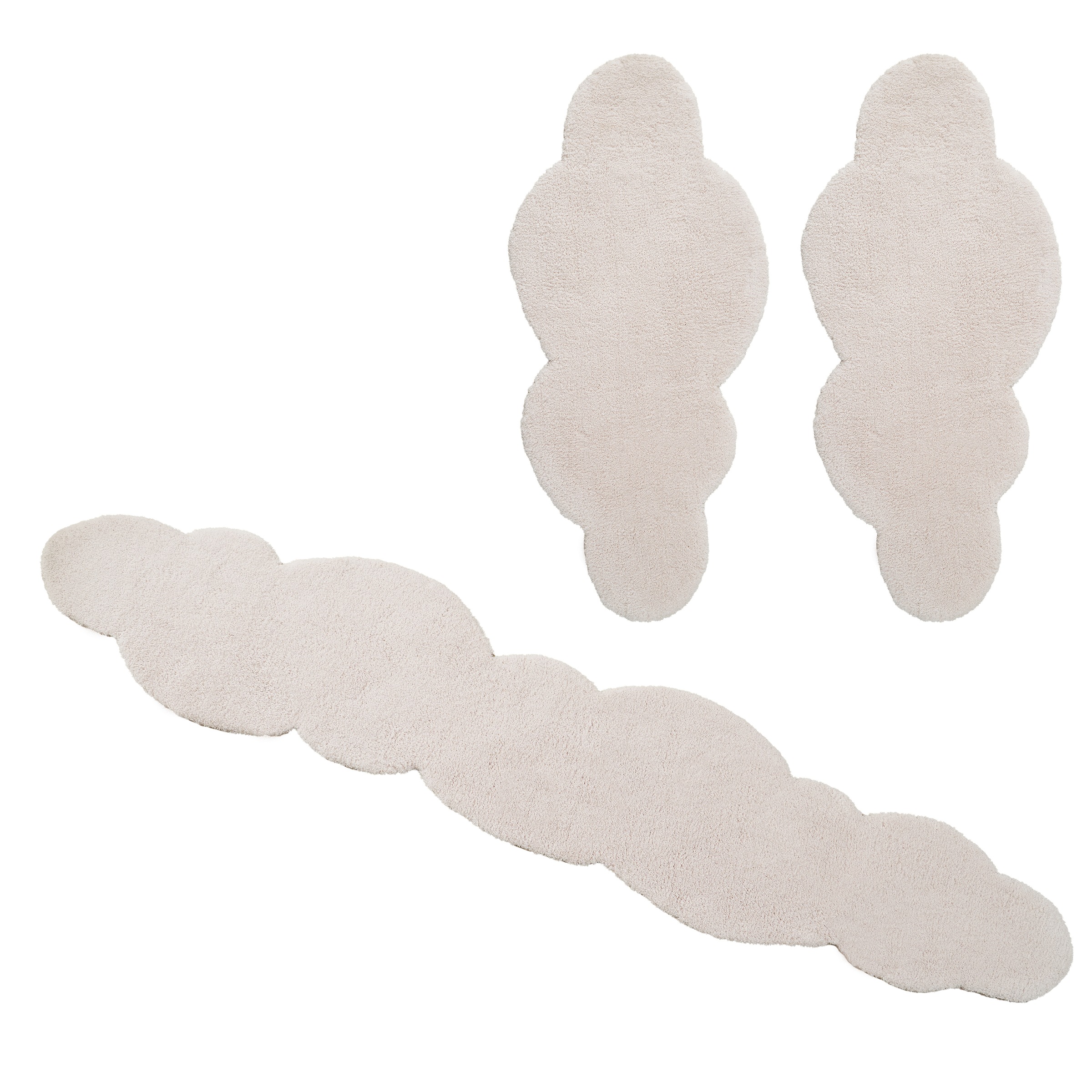 Image of GOODproduct Bettumrandung "Microfaser Teppich Magong, besonders weich, sehr feiner Flor" Höhe 30 mm 3 Stk. tlg. Wolkenform, uni Bettvorleger, Läufer-Set, Schlafzimmer, Kinderzimmer