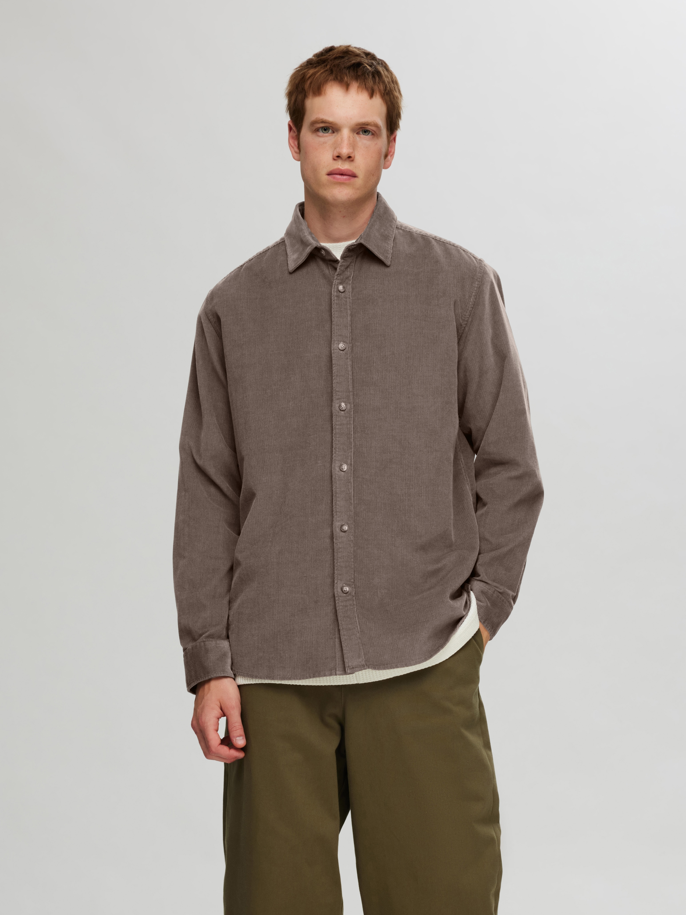 Langarmhemd »SLHREGOWEN-CORD SHIRT LS NOOS«