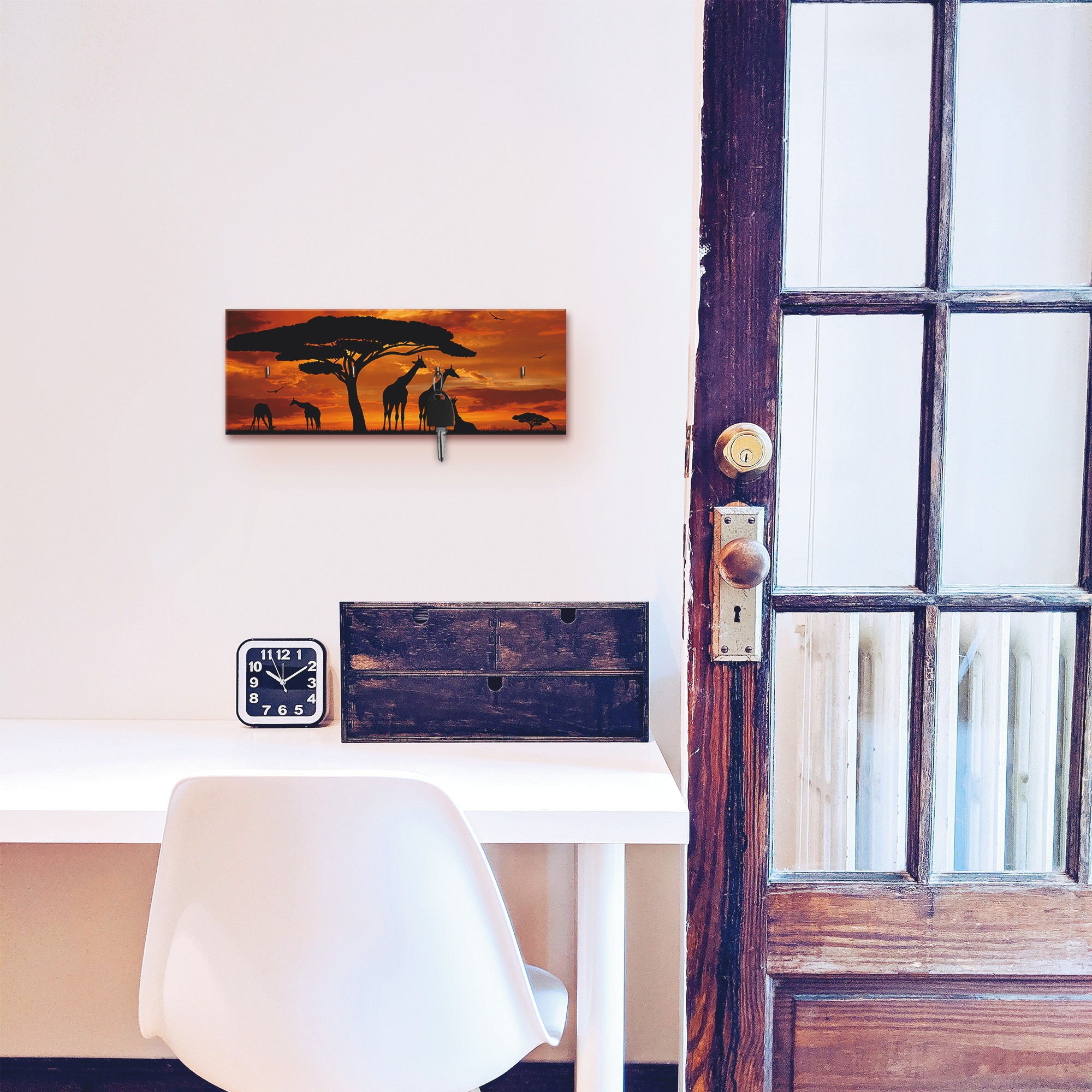 Image of Artland Hakenleiste »Herde von Giraffen im Sonnenuntergang«, aus Holz mit 4 Schlüsselhaken – Schlüsselboard, Schlüsselbretter, Schlüsselhalter, Schlüsselaufhänger für den Flur – Stil: Modern bei Ackermann Versand Schweiz