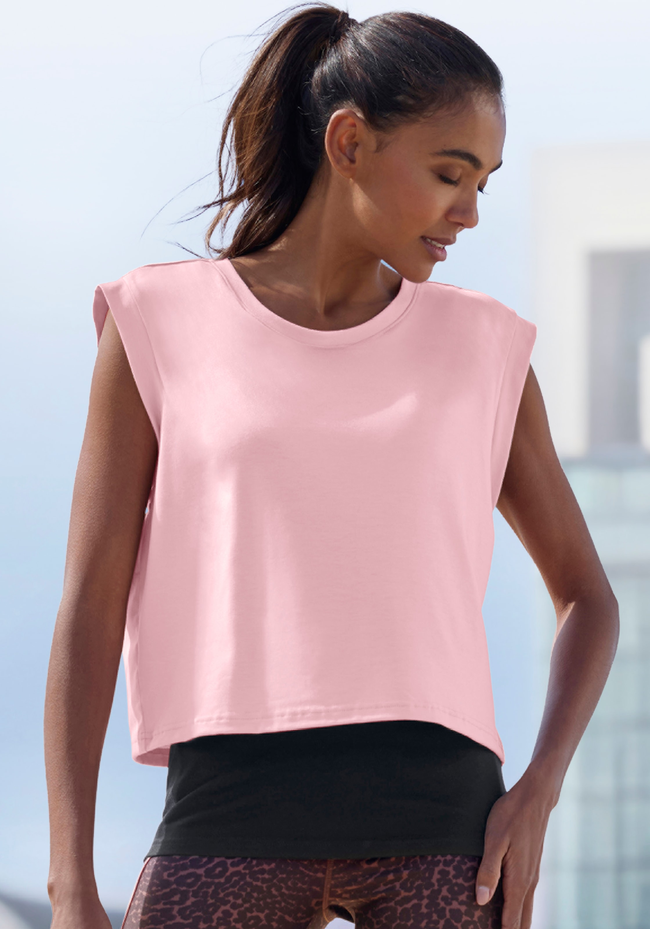 LASCANA ACTIVE T-shirt 2 en 1 »Tropical« look à double couche