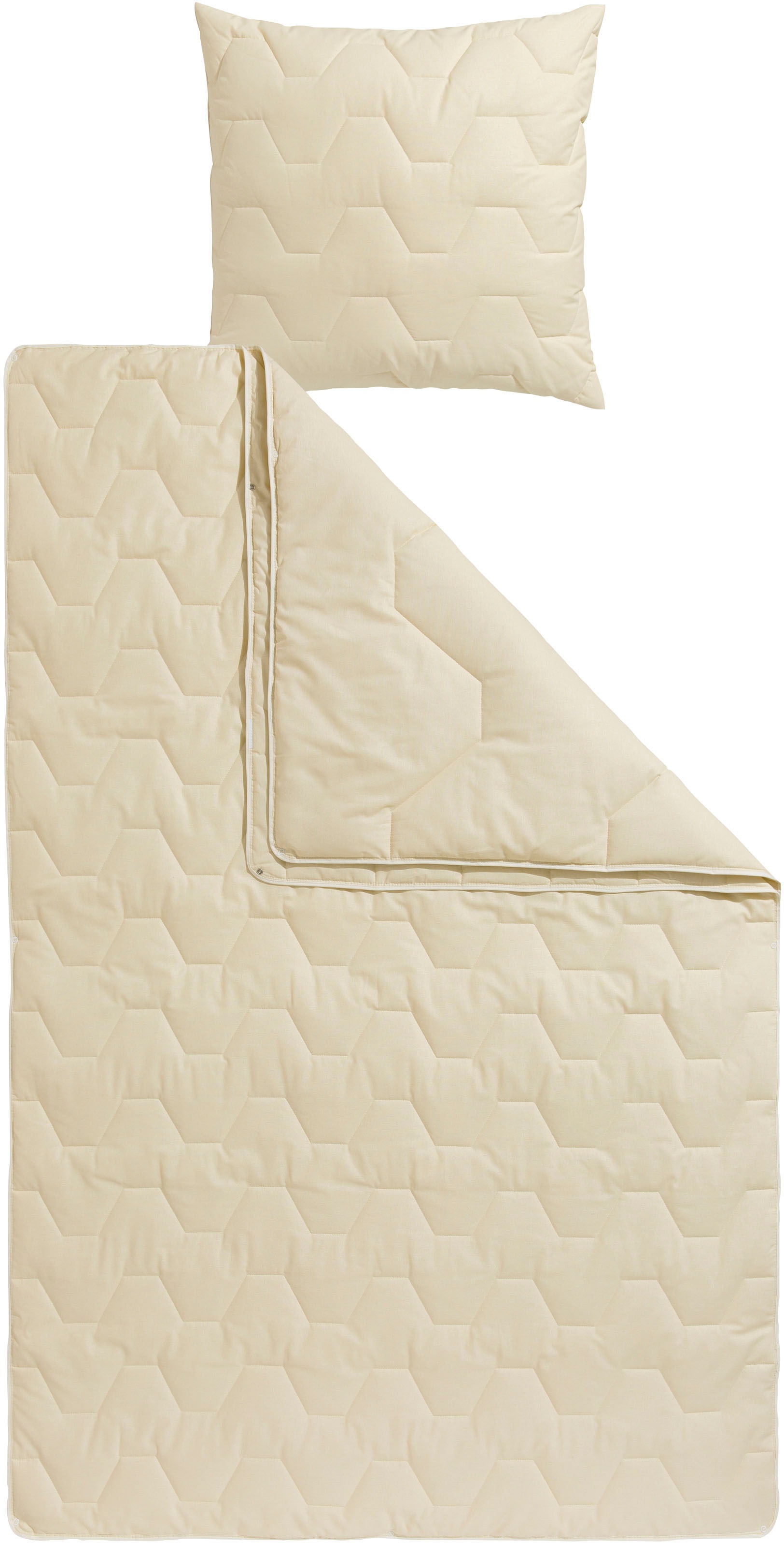 Image of GOODproduct Naturfaserbettdecke + Kopfkissen "Bettdecke 135x200 cm, Decke mit natürlichen Materialien" Set mit Kissen 80x80 cm, Winter und Sommer, Made in Germany