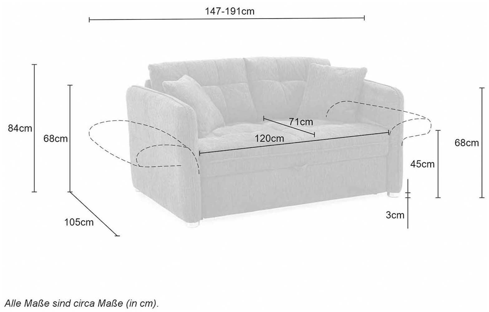 Jockenhöfer Gruppe Schlafsofa »Leon, B: 147 - 187 cm, Liegefl. 120 - 160x200 cm, Breite wählbar« mit Schlaffunktion & Zierkissen, in 3 Breiten