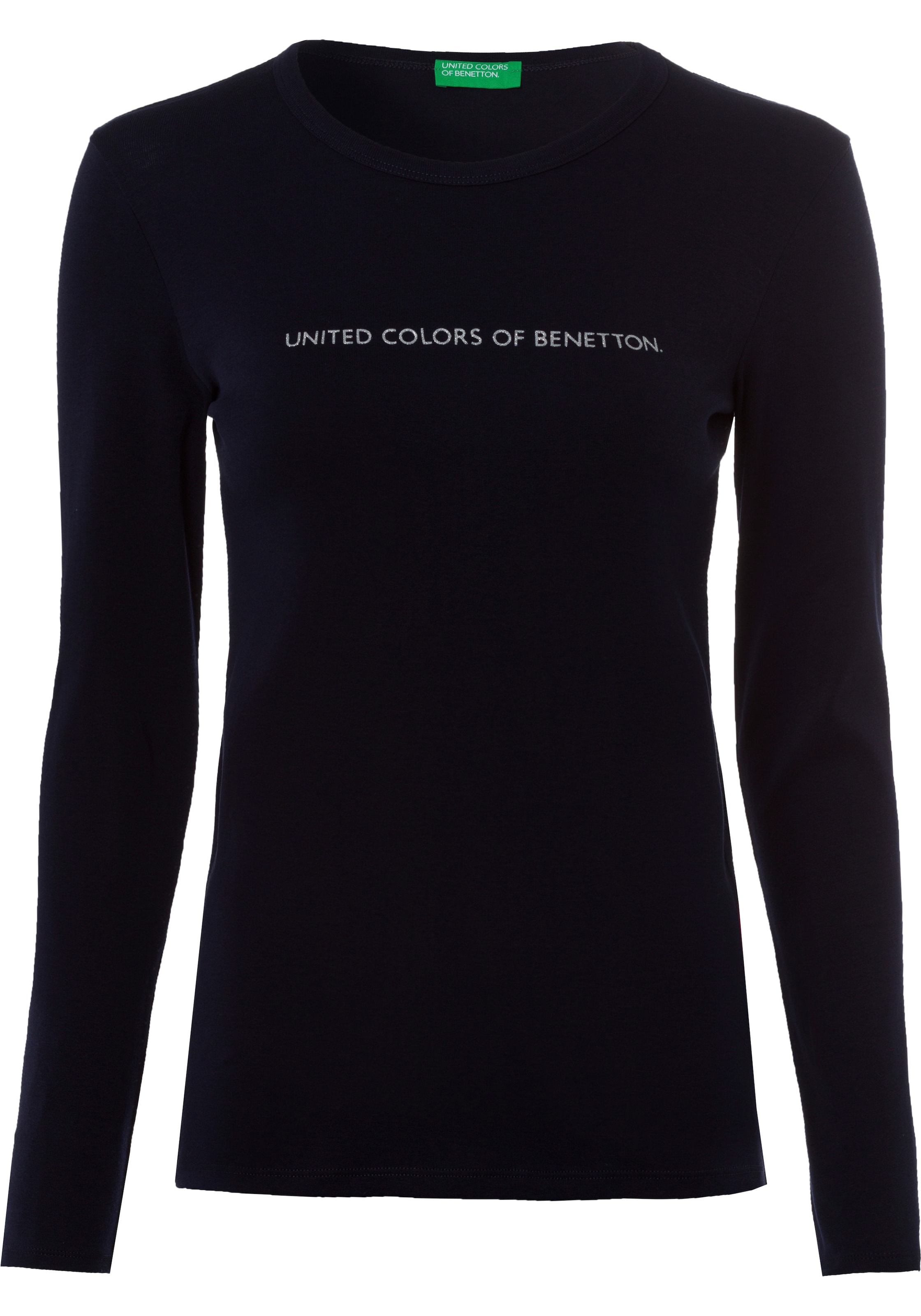 ♕ Labelprint kaufen Glitzereffekt Langarmshirt, Benetton versandkostenfrei of United Colors mit