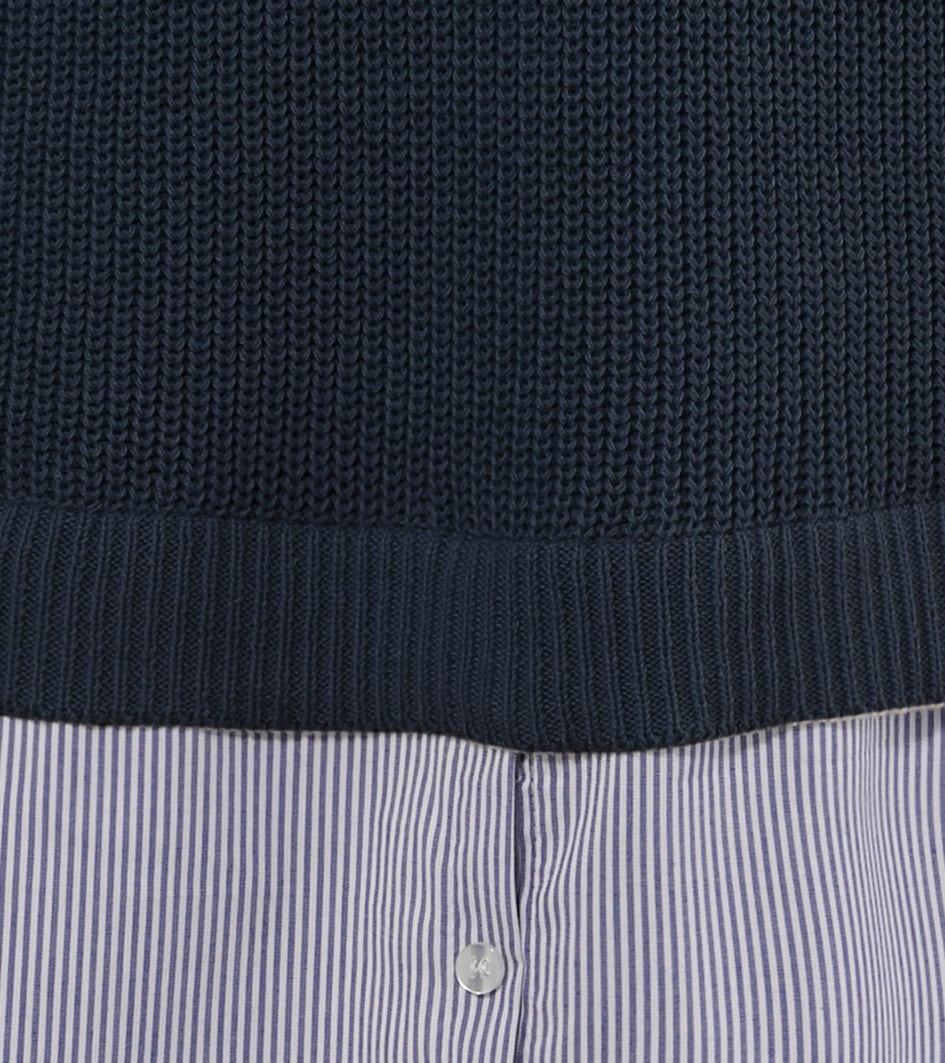 Aniston CASUAL Strickpullover, mit gestreiftem Bluseneinsatz am Saum