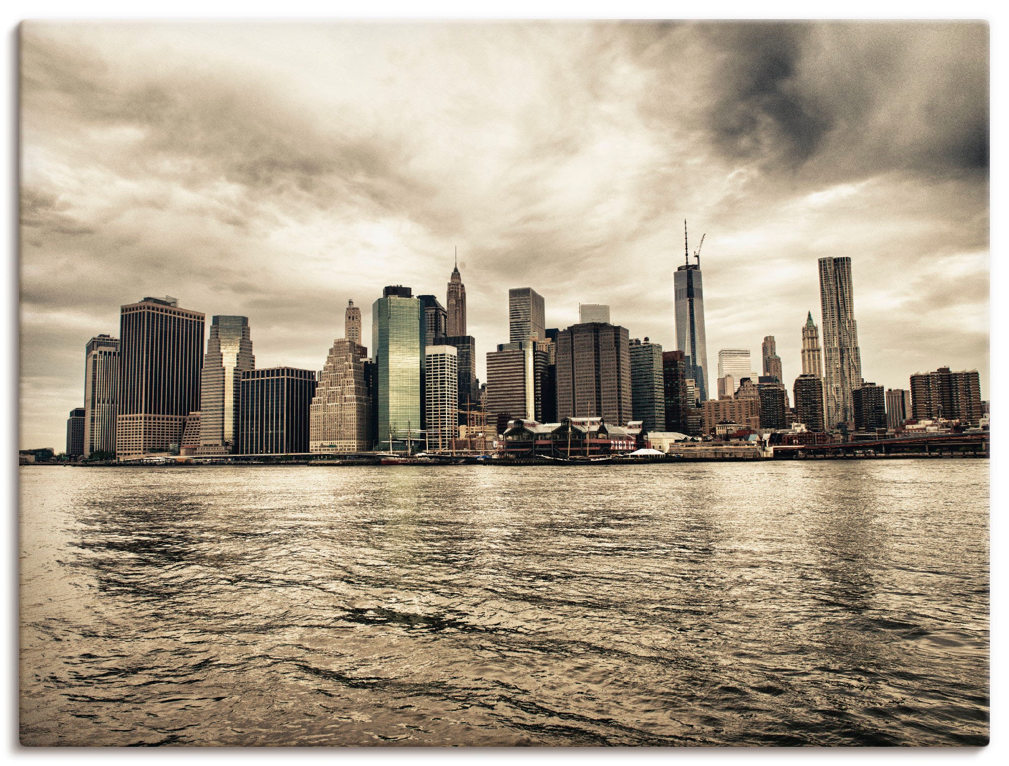 Image of Artland Leinwandbild "Lower Manhattan Skyline" Amerika 1 Stk. tlg. auf Holzrahmen gespannt