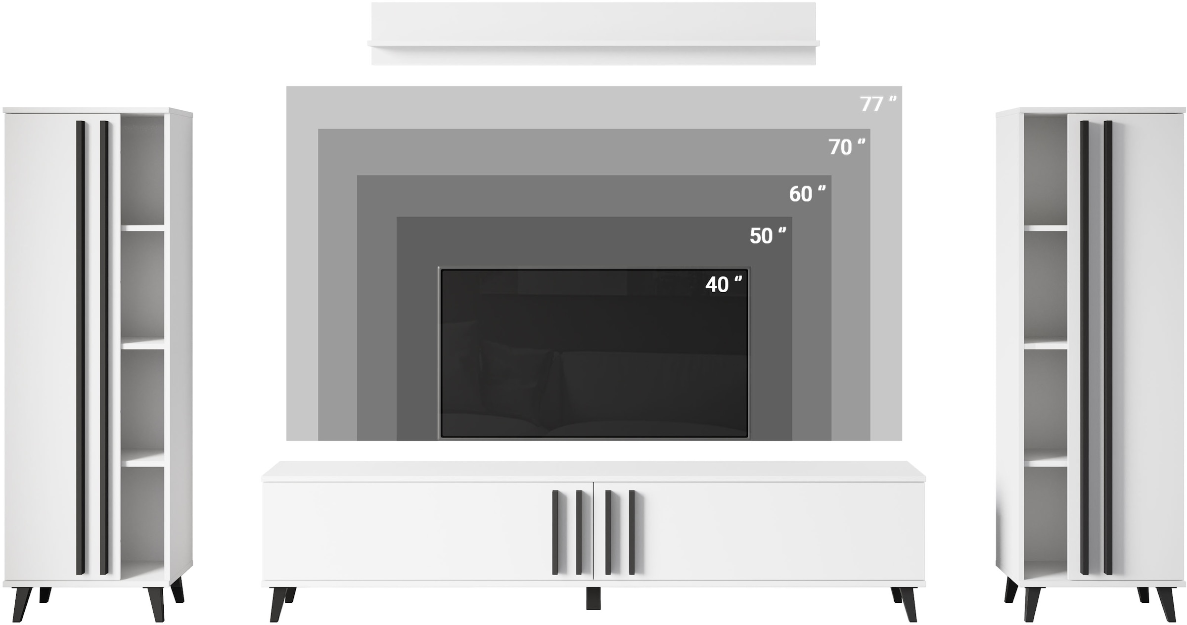 Home affaire Wohnwand »Helsinki, Modernes Set mit verglaster Vitrine« Komplett-Set, 4 Stk. tlg.