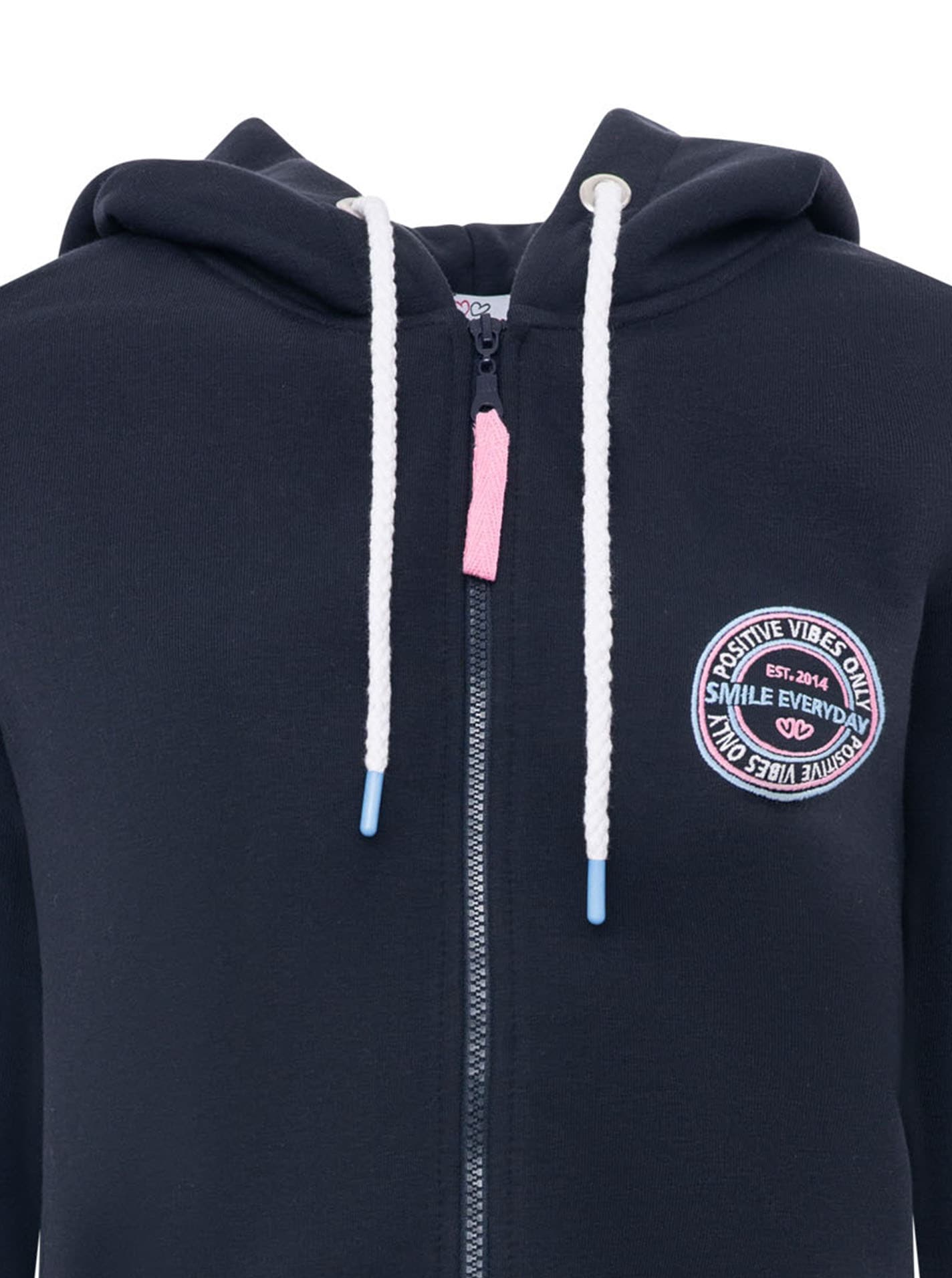 Zwillingsherz Sweat à capuche »"Smile Everyday ZH"« Capuche, poches, manches longues, broderie, fermeture éclair