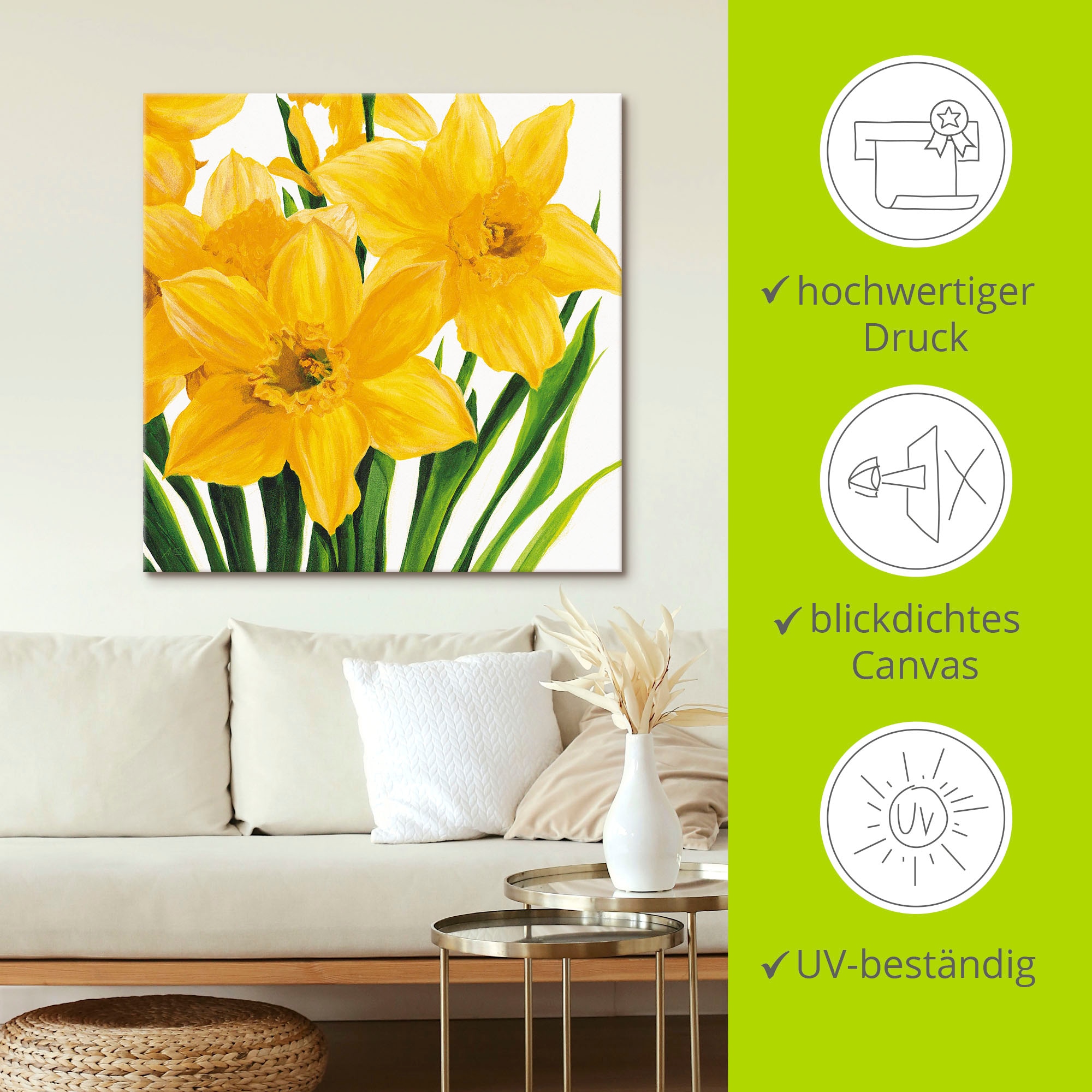 Artland Leinwandbild »Gelbe Narzissen«, Blumen, (1 St.), auf Keilrahmen gespannt
