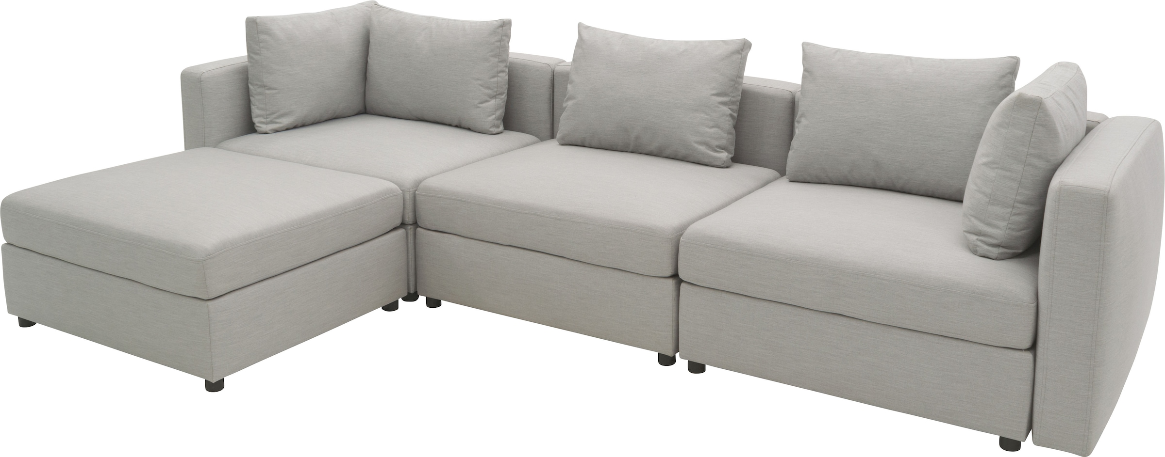 DOMO collection Ecksofa »Solskin, individuell erweiterbar/kombinierbar L-Form« mit losen Kissen. Rücken- und Seitenteile als Stecksystem.