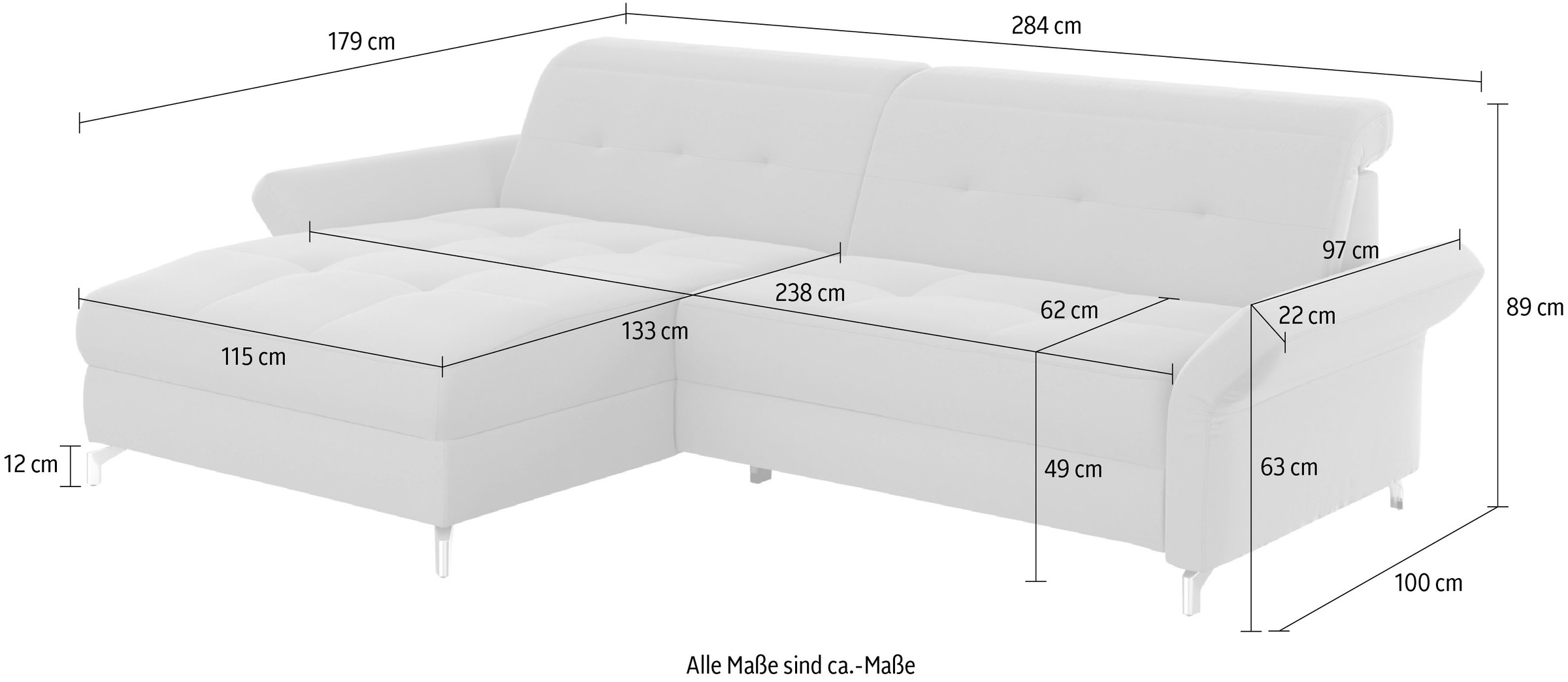 INOSIGN Ecksofa »Maredo L-Form«, Federkern, wahlweise auch mit Kopfteil- und Armlehnverstellung