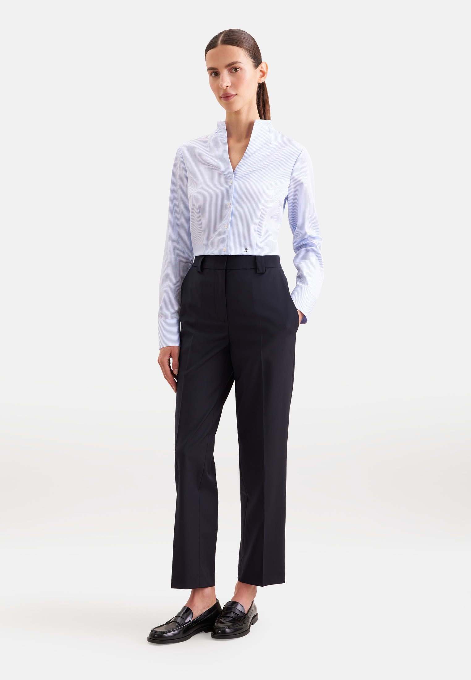 seidensticker Blouse classique Col montant 1/1 rayé