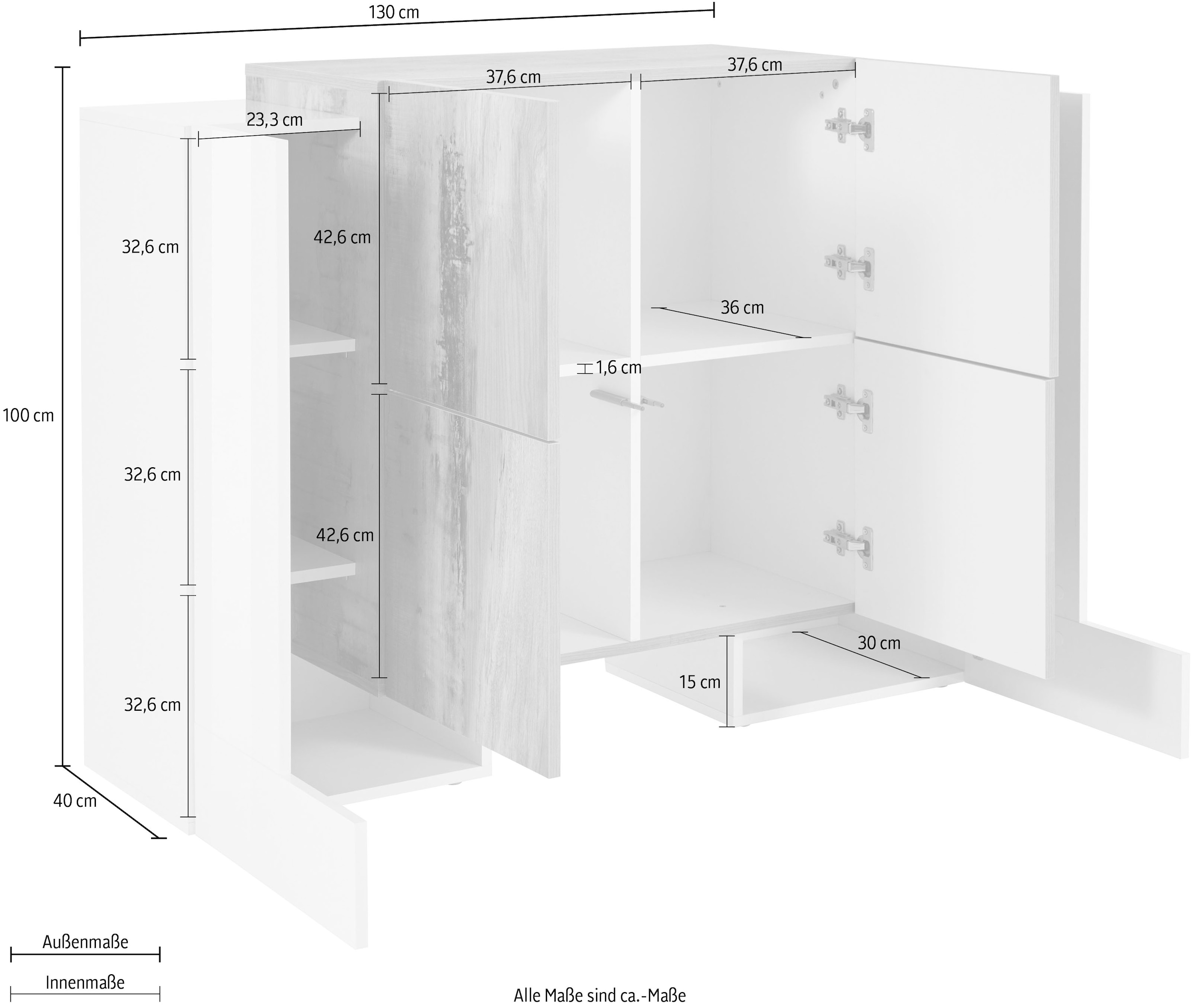INOSIGN Sideboard »Pillon«, Breite 130 cm