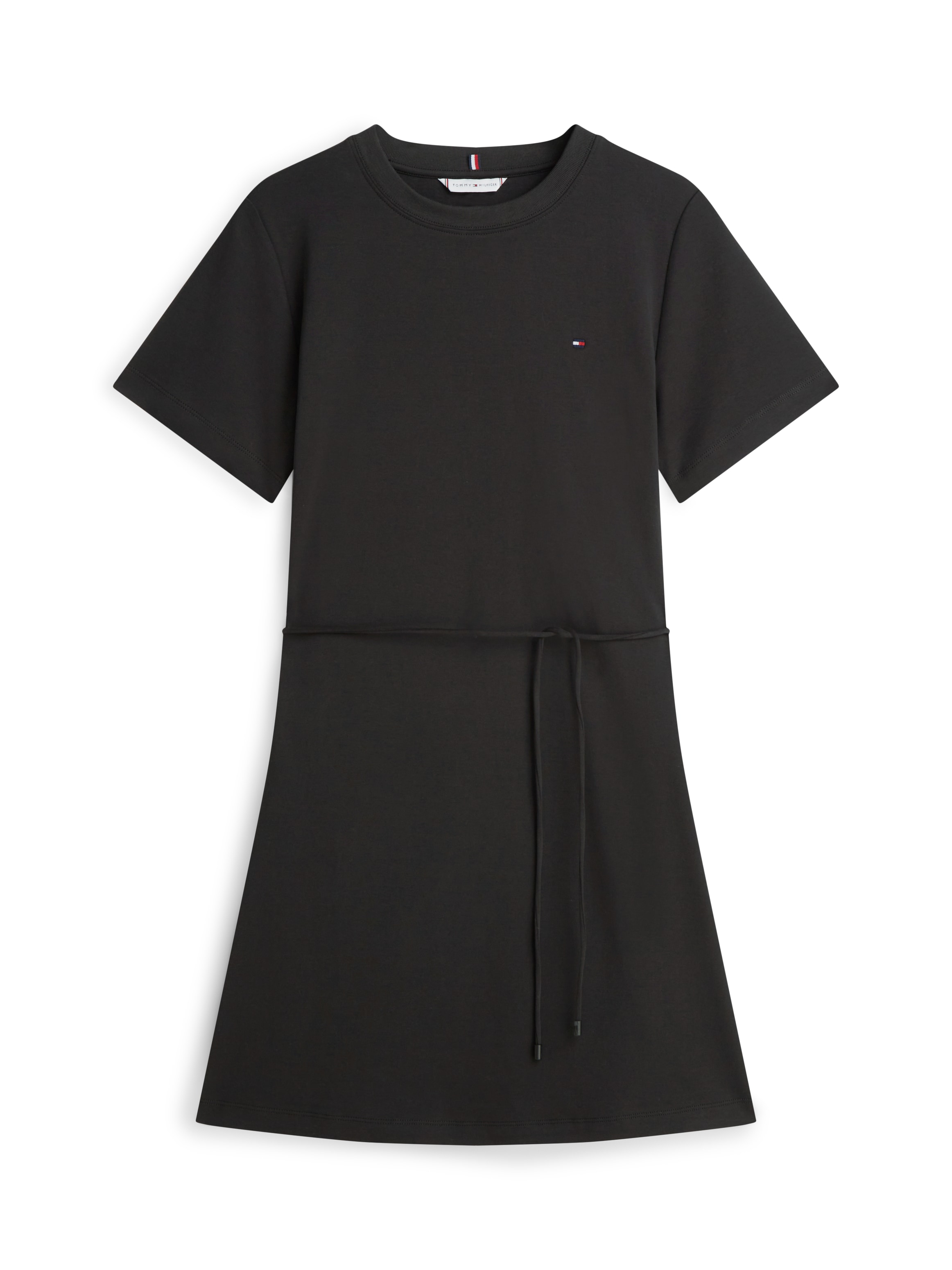 Tommy Hilfiger Robe t-shirt »INTERLOCK T-SHIRT SHORT SLEEVE DRESS« mit Bindegürtel, knielang