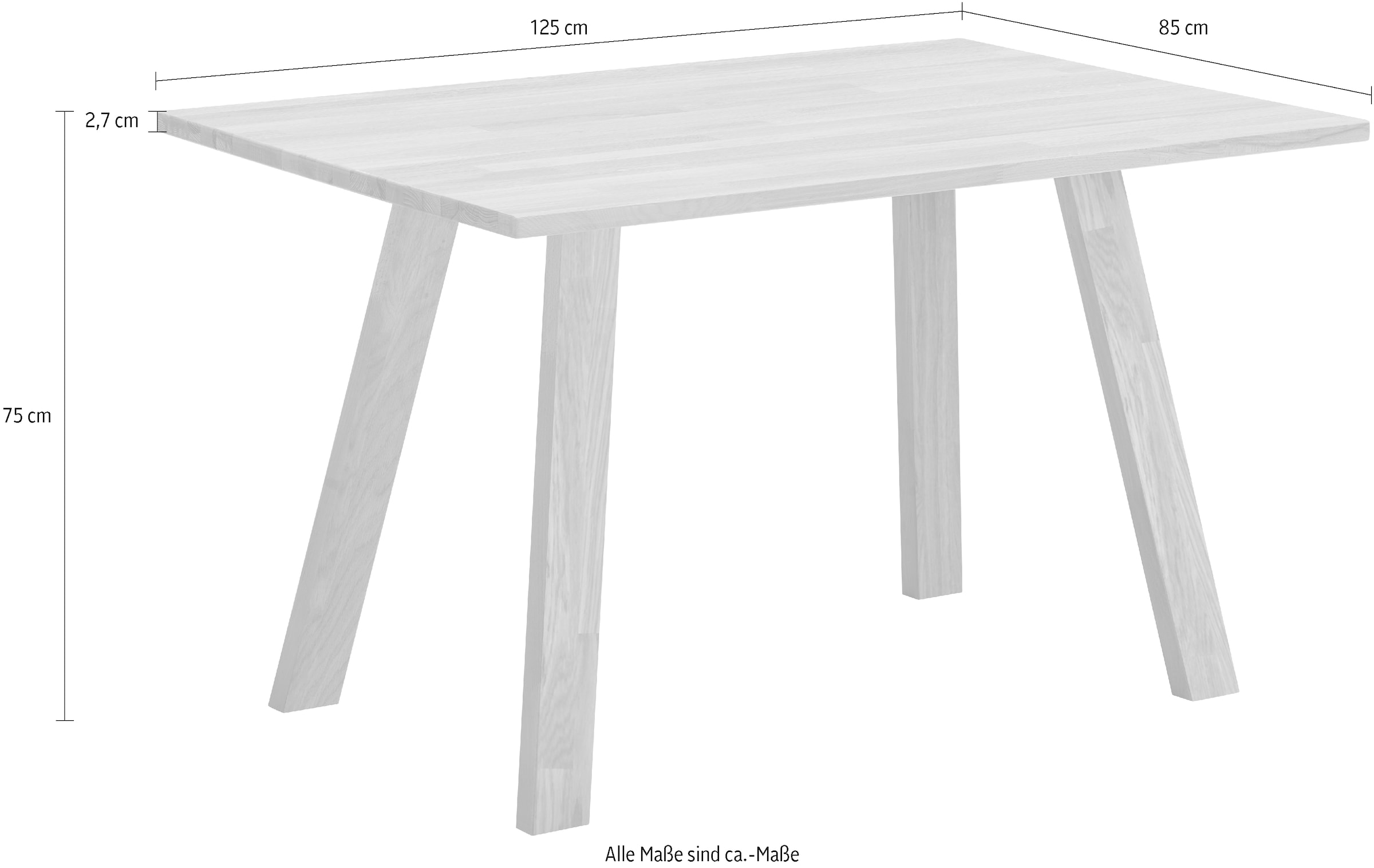 massivline&more Table de salle à manger »Lorenzo/Roberto, Küchentisch, Tisch, Esstisch, Holztisch« 2 cuis tlg. table en bois massif, avec rallonge en option