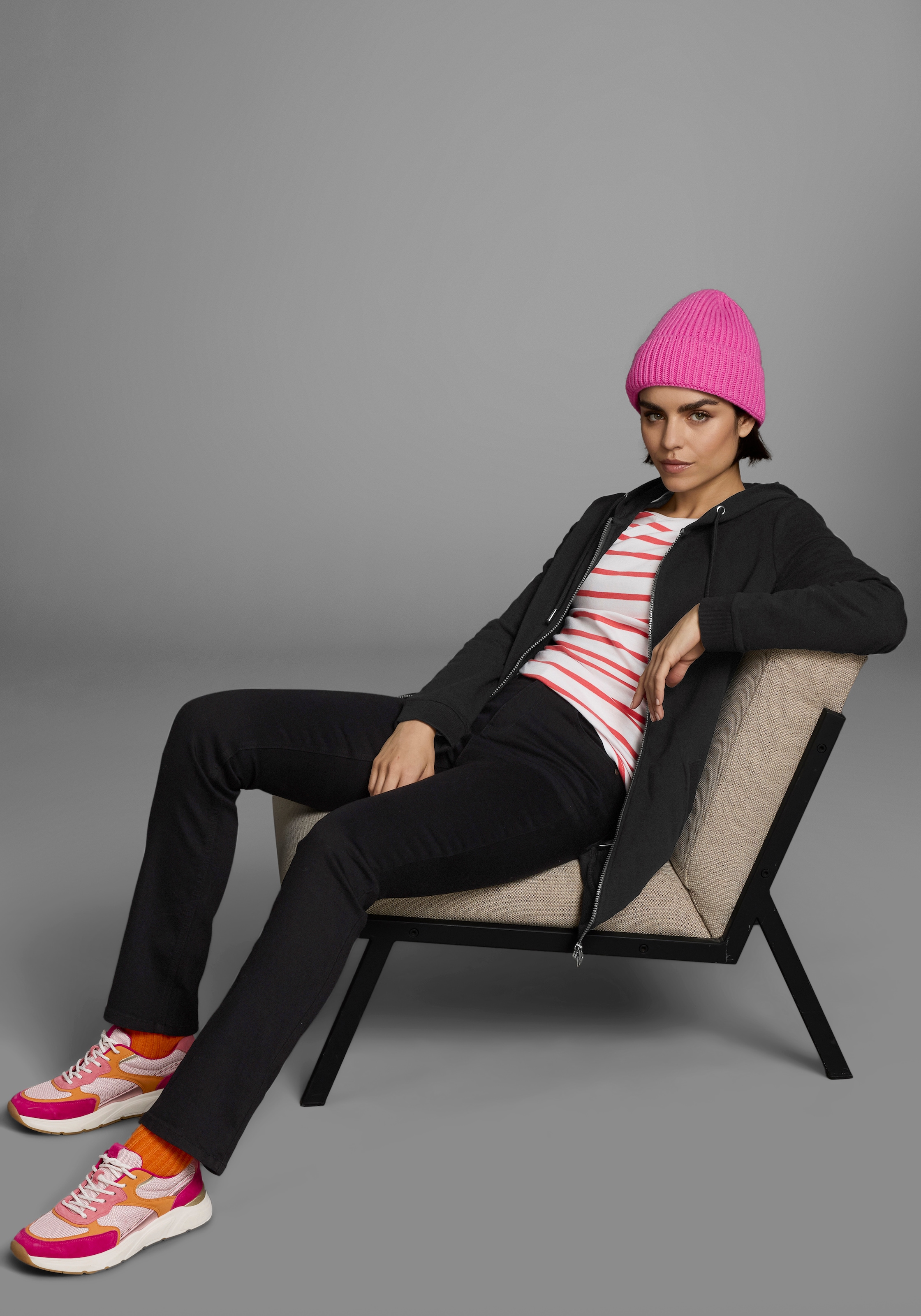 Flashlights Sweatjacke, in langer Form mit Zipper