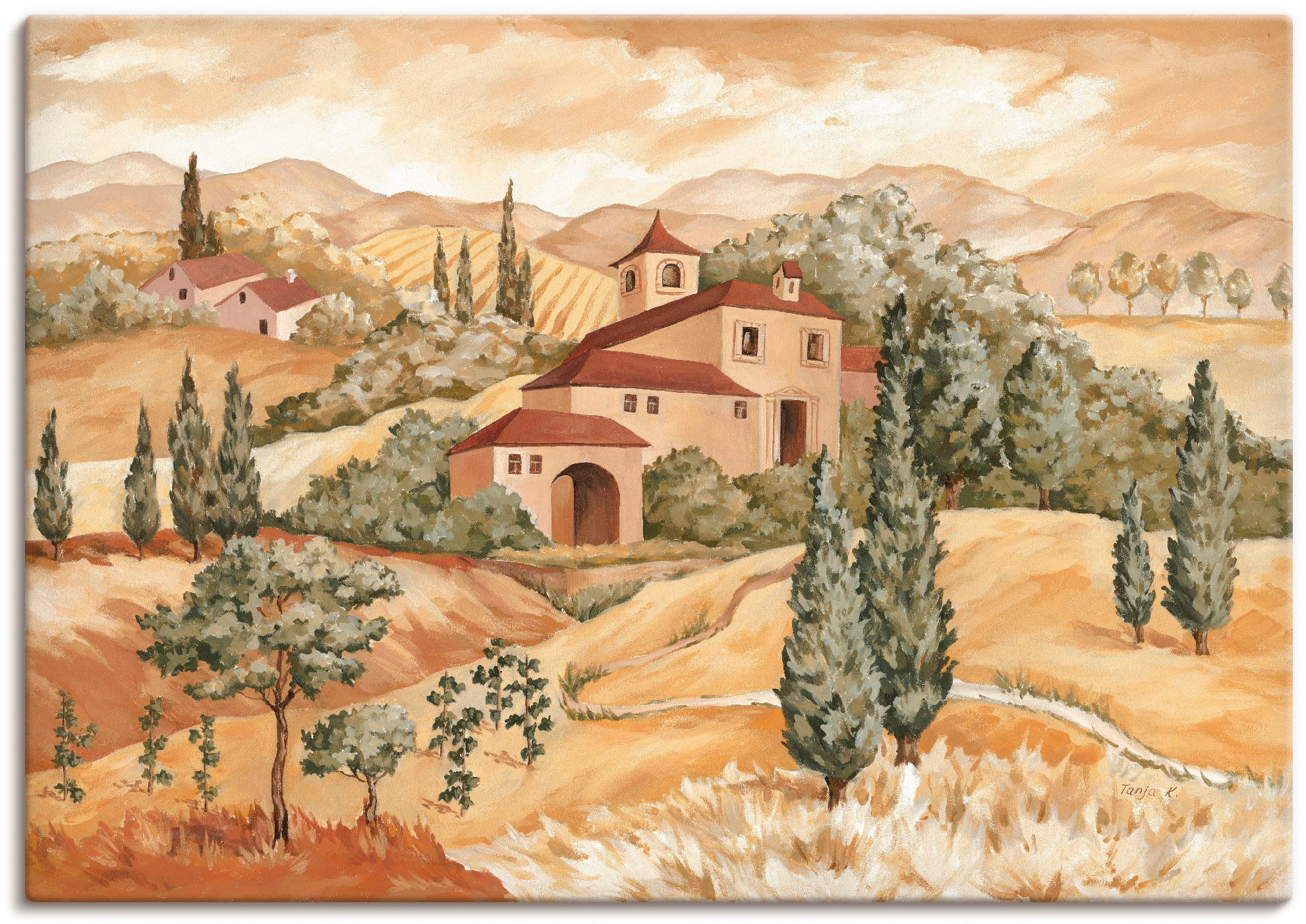 Image of Artland Leinwandbild "Landschaft IV" Europa 1 Stk. tlg. auf Holzrahmen gespannt