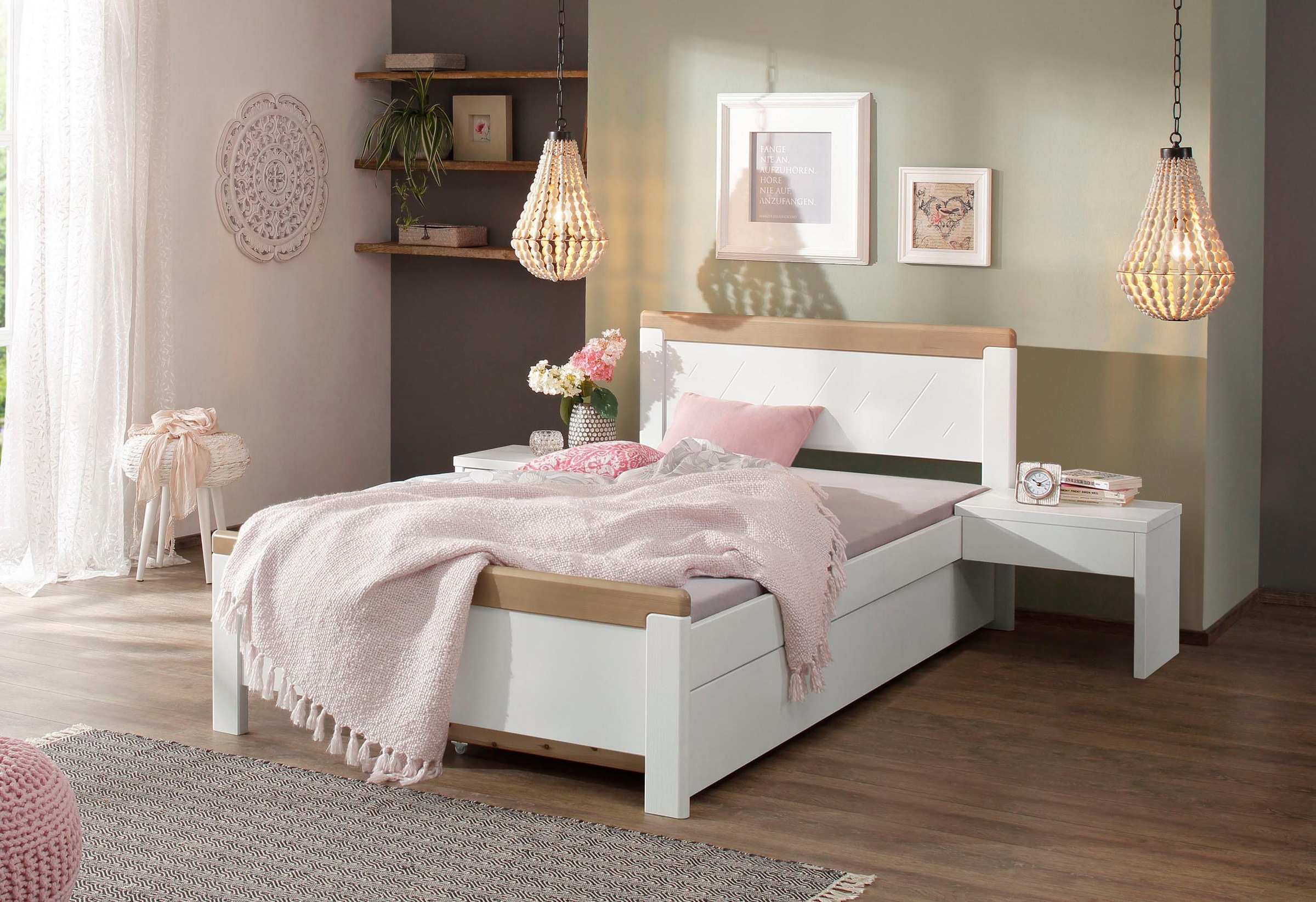 Image of GOODproduct Holzbett ""CARITA"" mit praktischem Rollrost, aus massivem Kiefernholz